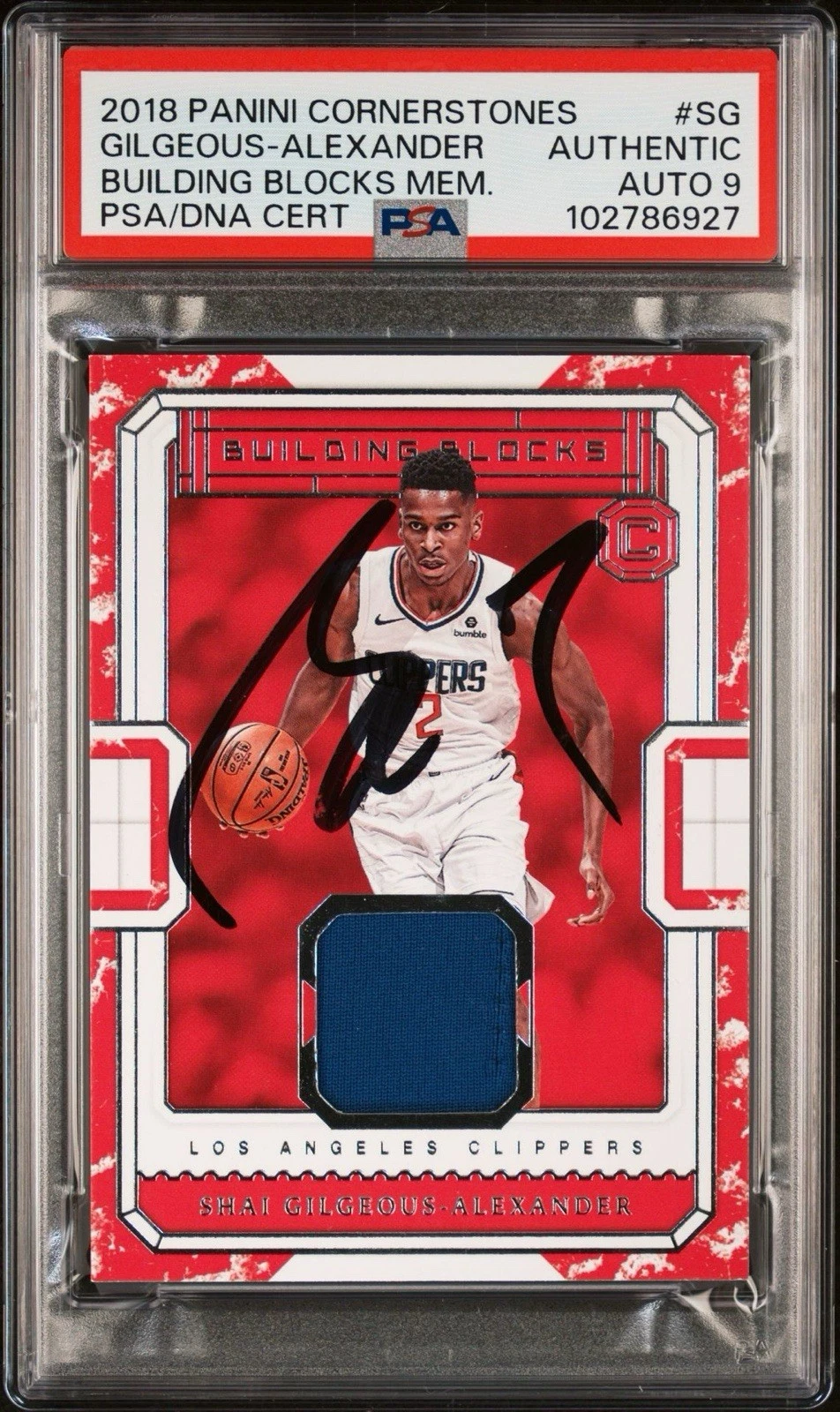 2018 Panini Cornerstones Shai Gilgeous-Alexander Rookie BB Mem PSA MINT 9 AUTO