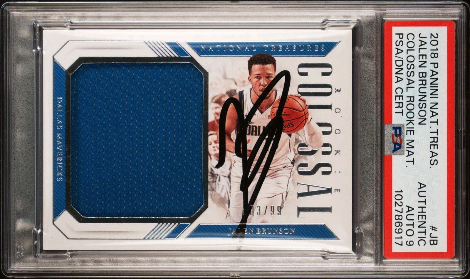 2018 Panini National Treasures Jalen Brunson Rookie Colossal /99 Psa MINT 9 AUTO