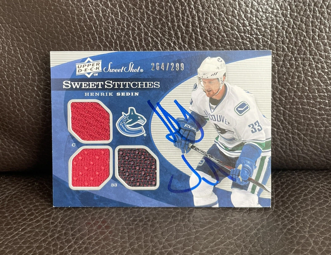 Henrik Sedin Signed 2007/08 Upper Deck Sweet Shot Hockey Jersey Card /299