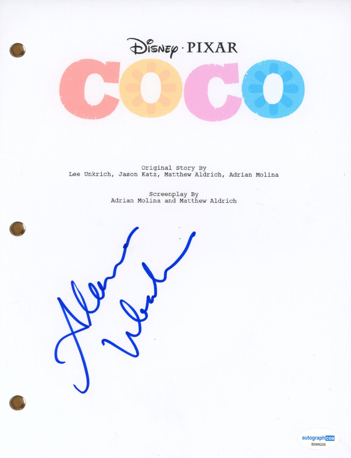 Coco Script Line Script Alanna Ubach “Coco” Signed Autograph Full Movie Script Screenplay ...