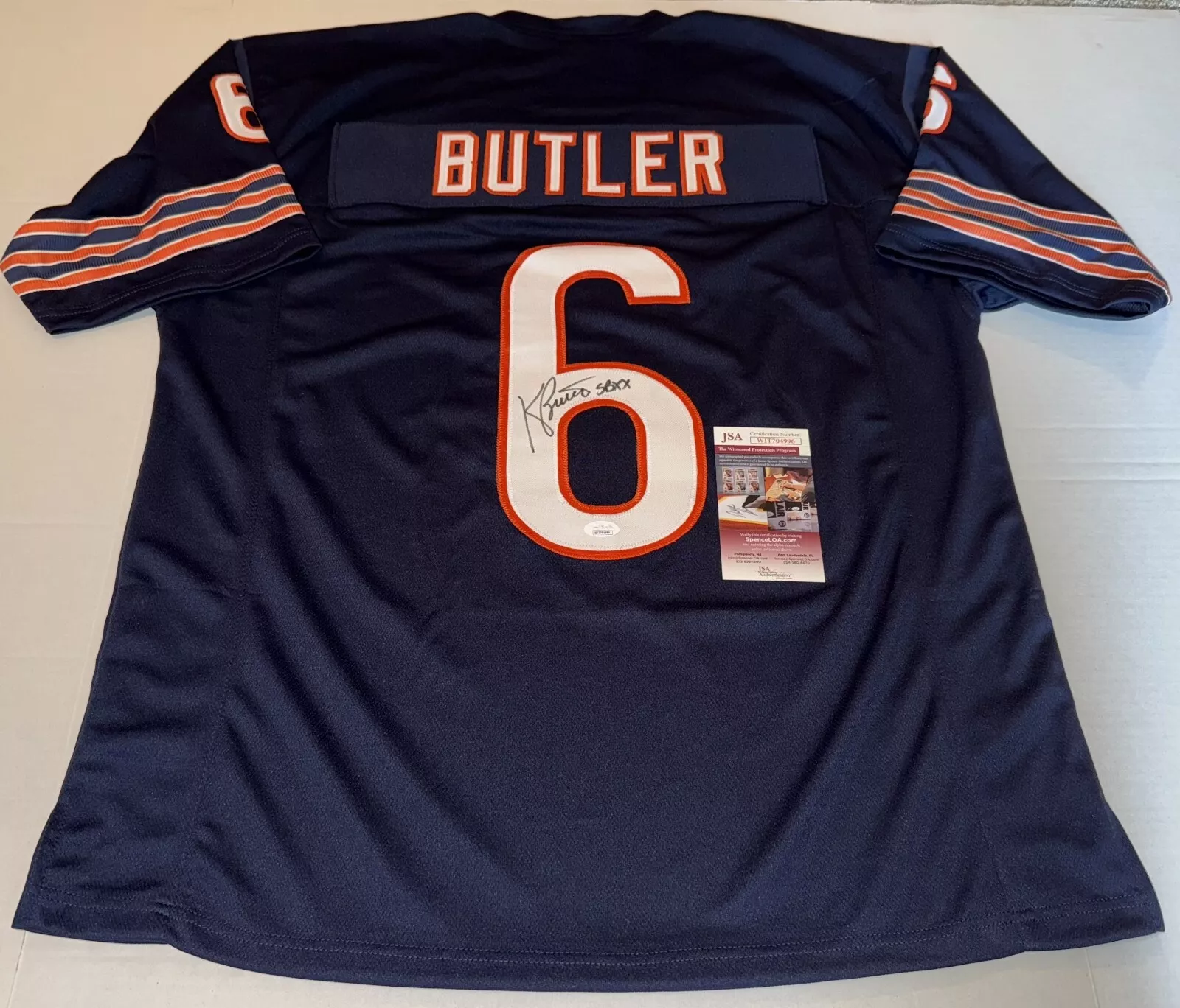 Kevin Butler Chicago Bears signed Custom jersey W/ SB XX JSA Witnessed