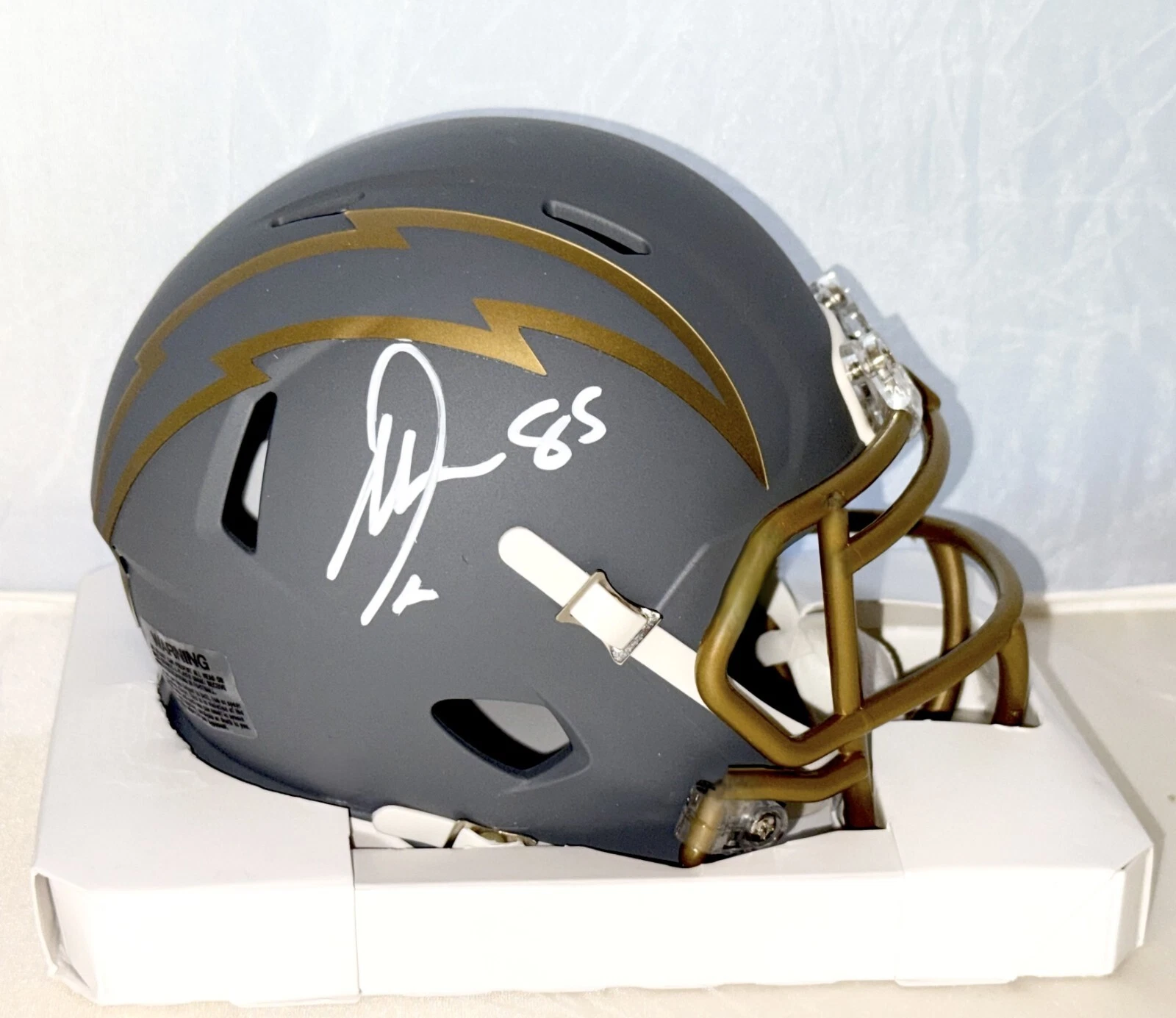 Antonio Gates signed Los Angeles Chargers Slate mini helmet Beckett Witnessed