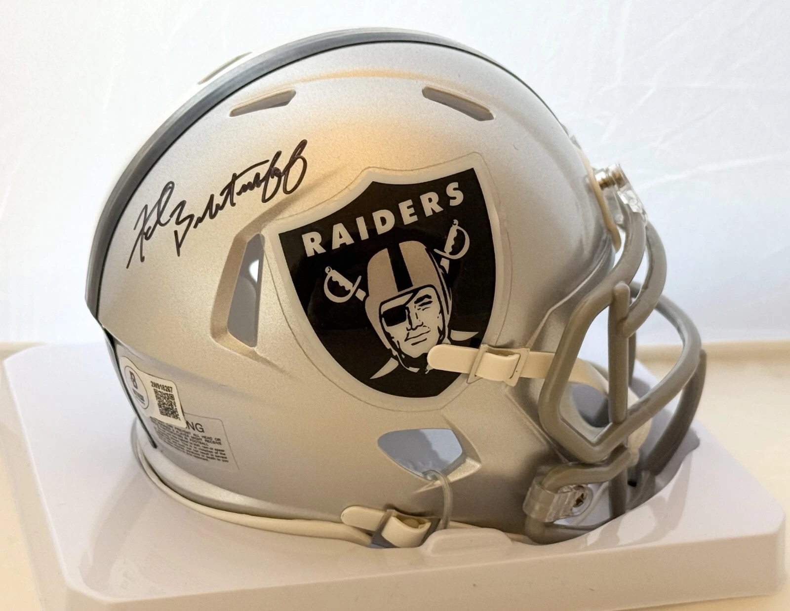 Fred Biletnikoff signed Raiders mini helmet autographed Beckett Witnessed