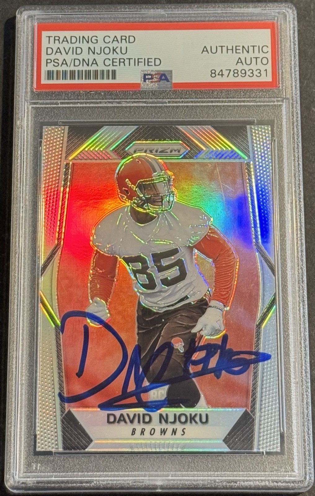 David Njoku Signed 2017 Silver Prizm Rookie Card Cleveland Browns PSA/DNA Slab