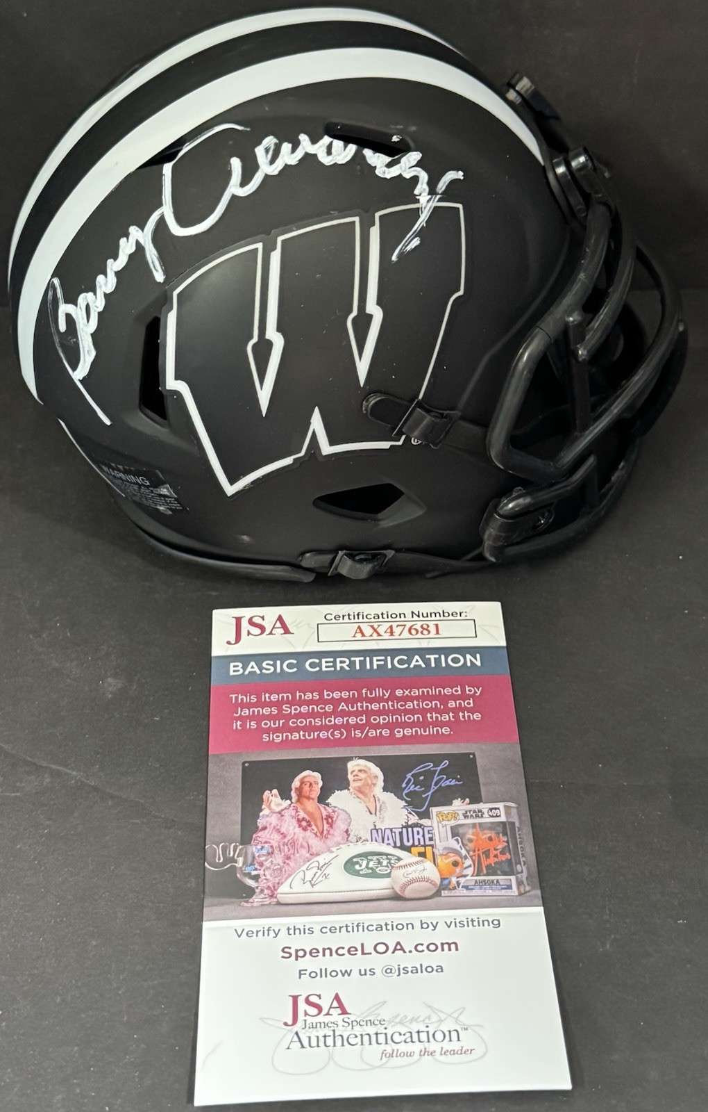 Barry Alvarez Signed Autographed Wisconsin Badgers Mini Helmet JSA COA