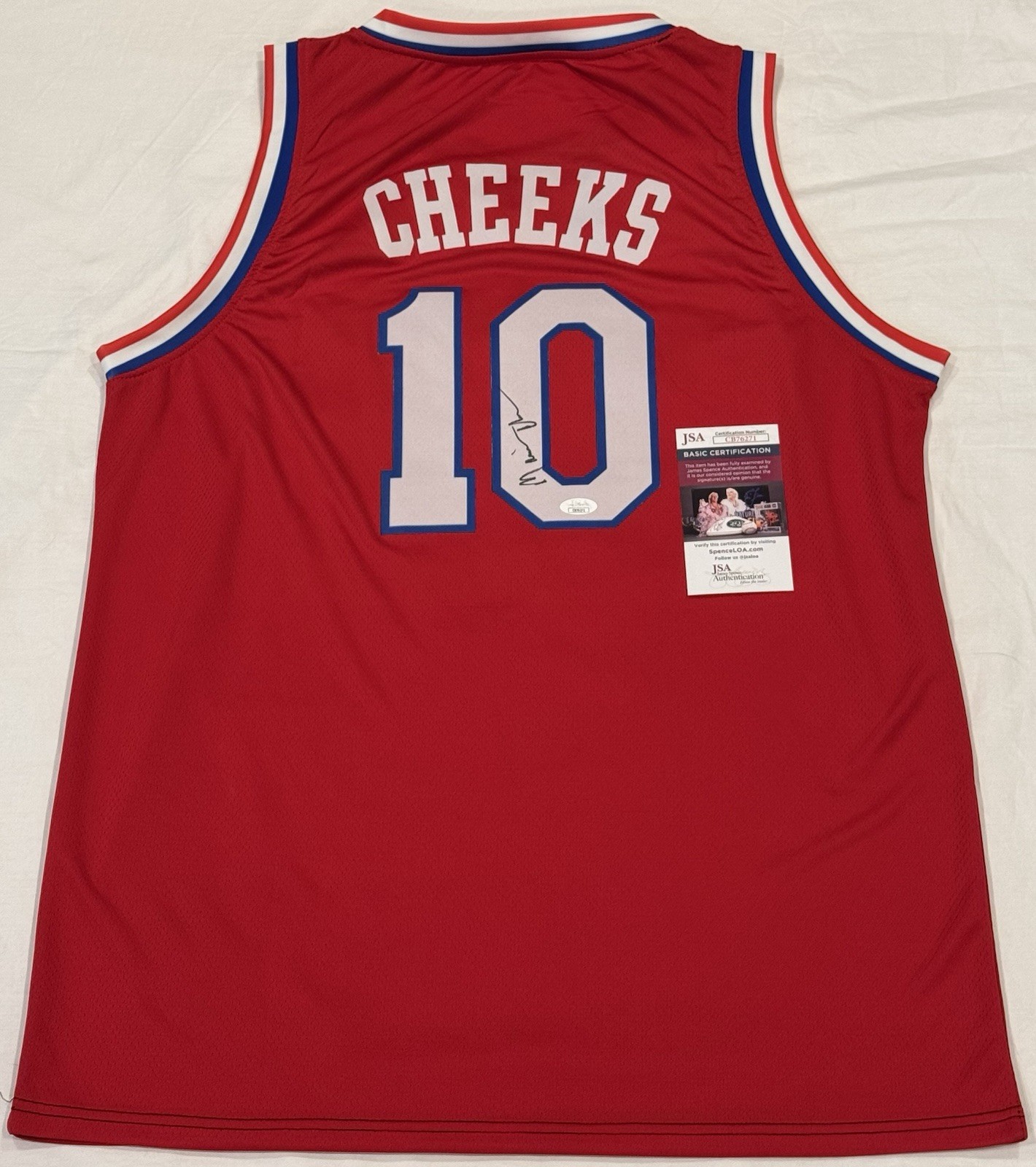 Maurice Cheeks Signed Autographed Philadelphia 76ers Jersey JSA COA