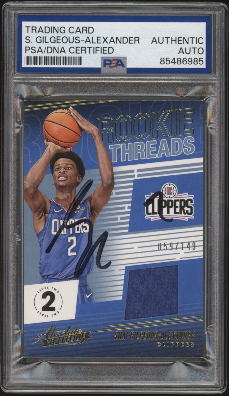 2018 Panini Absolute Shai Gilgeous-Alexander Signed Rookie Threads Auto /149 PSA