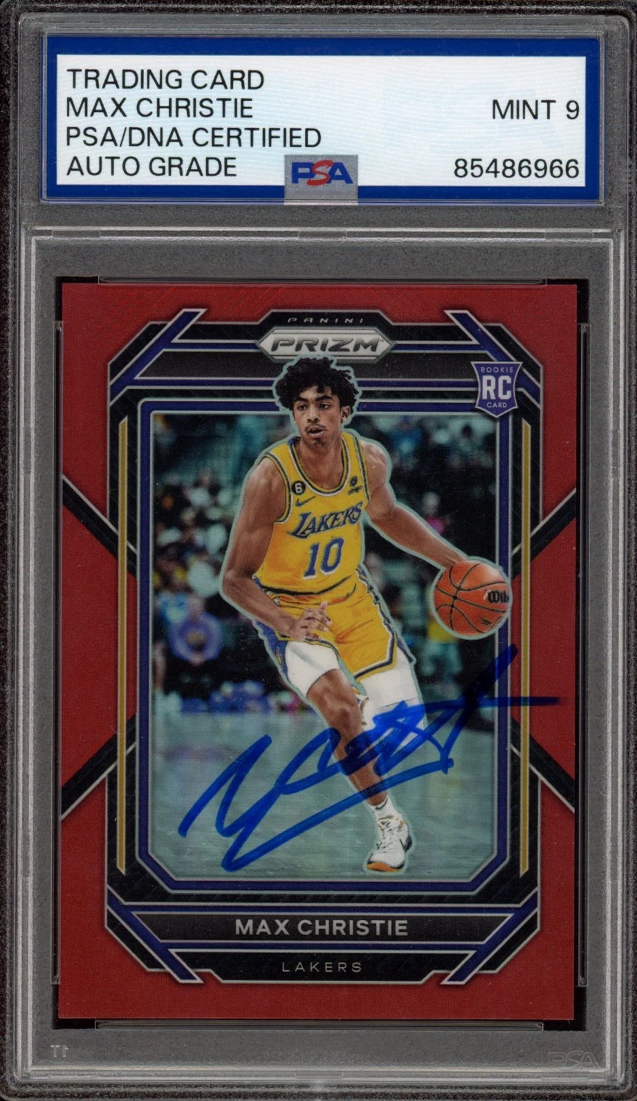 2022 Panini Prizm #270 Max Christie Signed Red Prizm Rookie /299 PSA MINT 9 AUTO