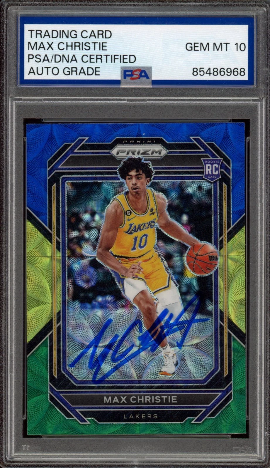 2022 Panini Prizm #270 Max Christie Choice Blue Yellow Green PSA GEM MT 10 AUTO
