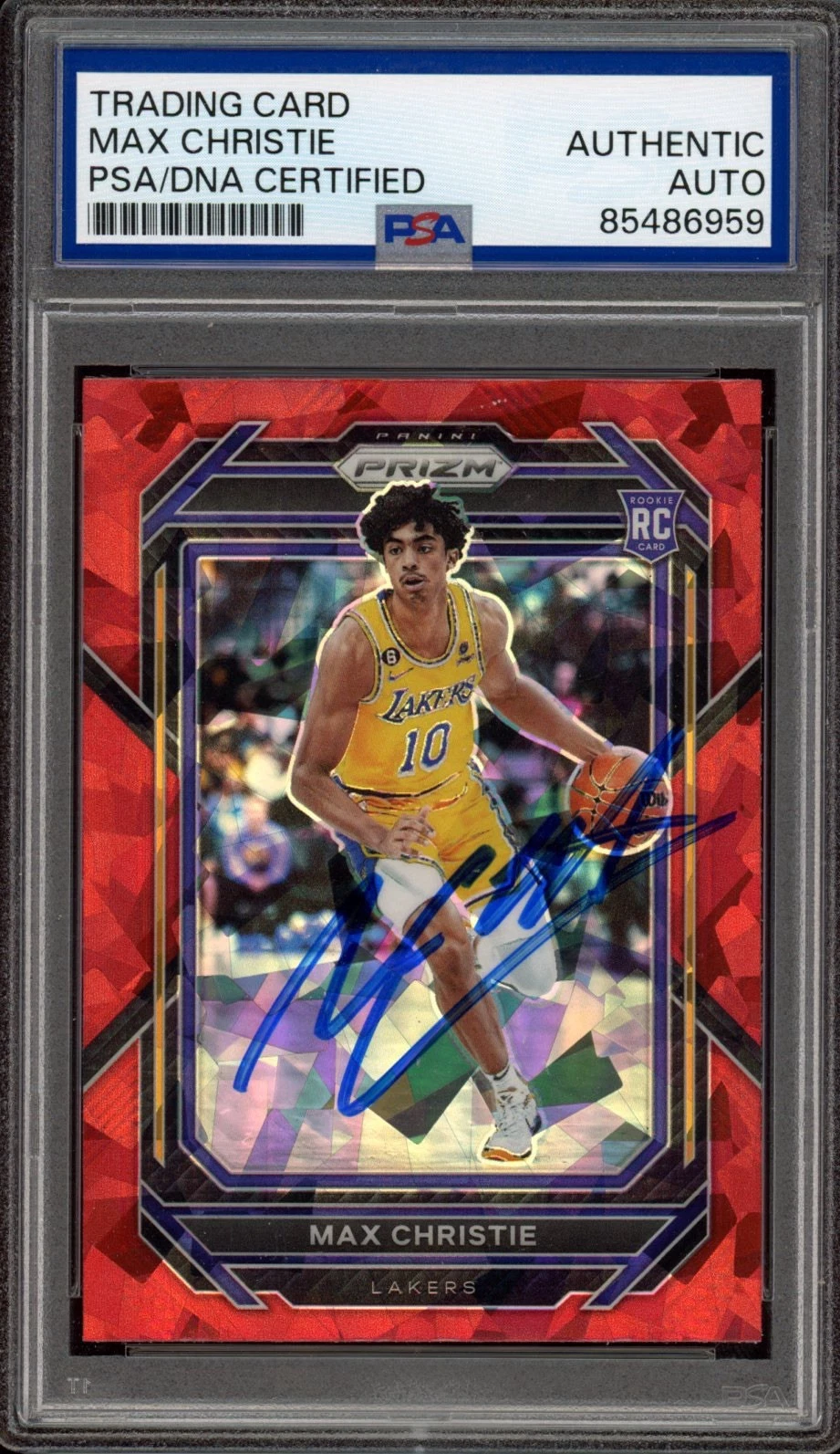 2022 Panini Prizm #270 Max Christie Signed Red Cracked Ice Rookie Card PSA AUTO