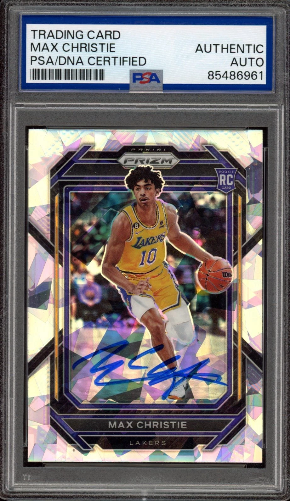 2022 Panini Prizm #270 Max Christie Signed Cracked Ice Rookie Card PSA AUTO RC