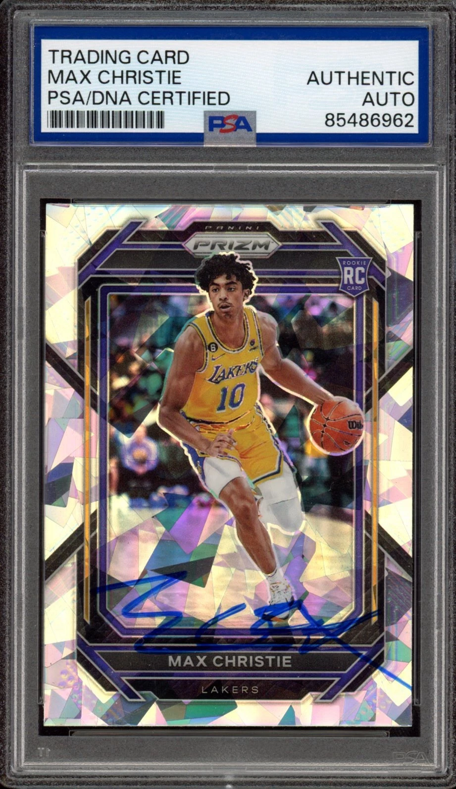 2022 Panini Prizm #270 Max Christie Signed Cracked Ice Rookie Card PSA AUTO RC