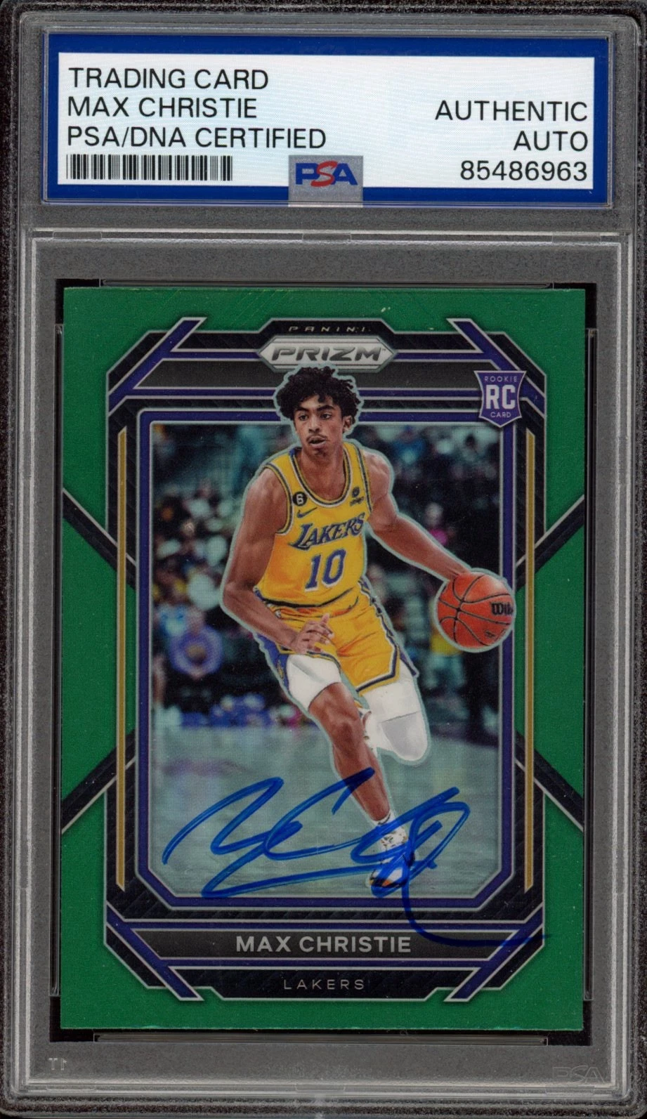 2022 Panini Prizm #270 Max Christie Signed Green Prizm Rookie Card PSA AUTO RC