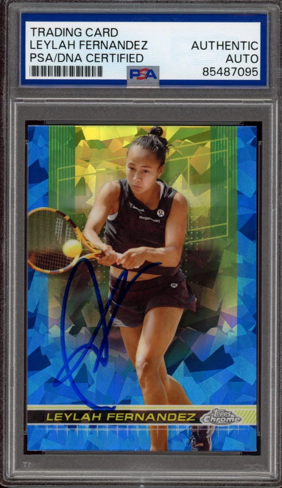 2024 Topps Chrome Tennis #123 Leylah Fernandez Signed Sapphire Card PSA AUTO WTA