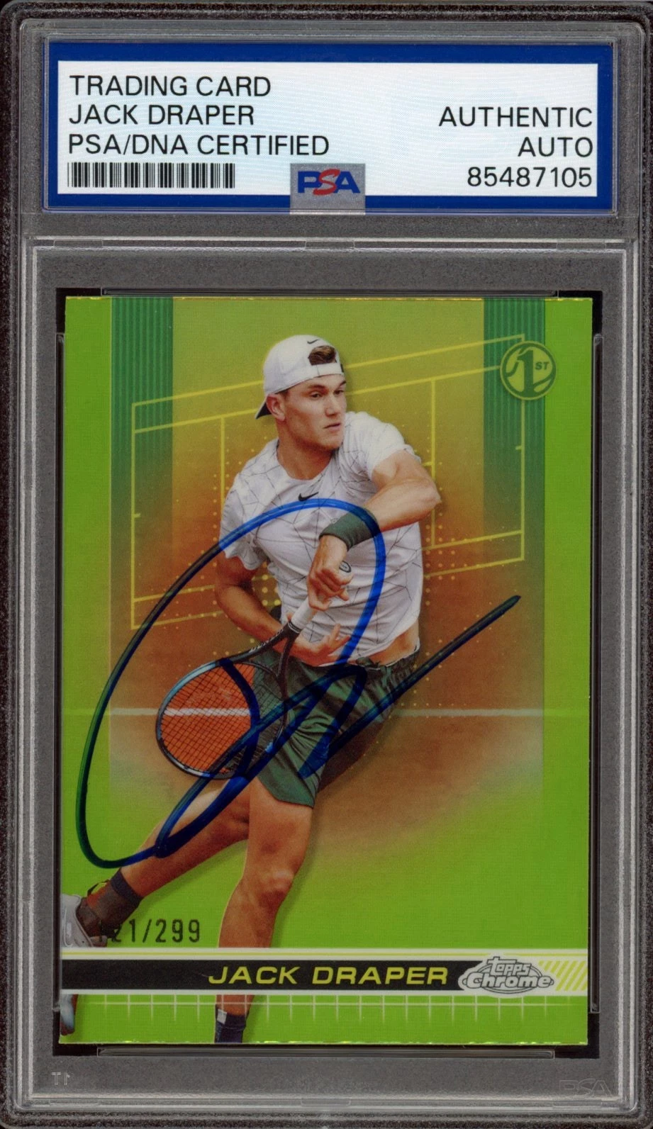 2024 Topps Chrome Tennis #2 Jack Draper Signed Lime Green /299 Rookie PSA AUTO