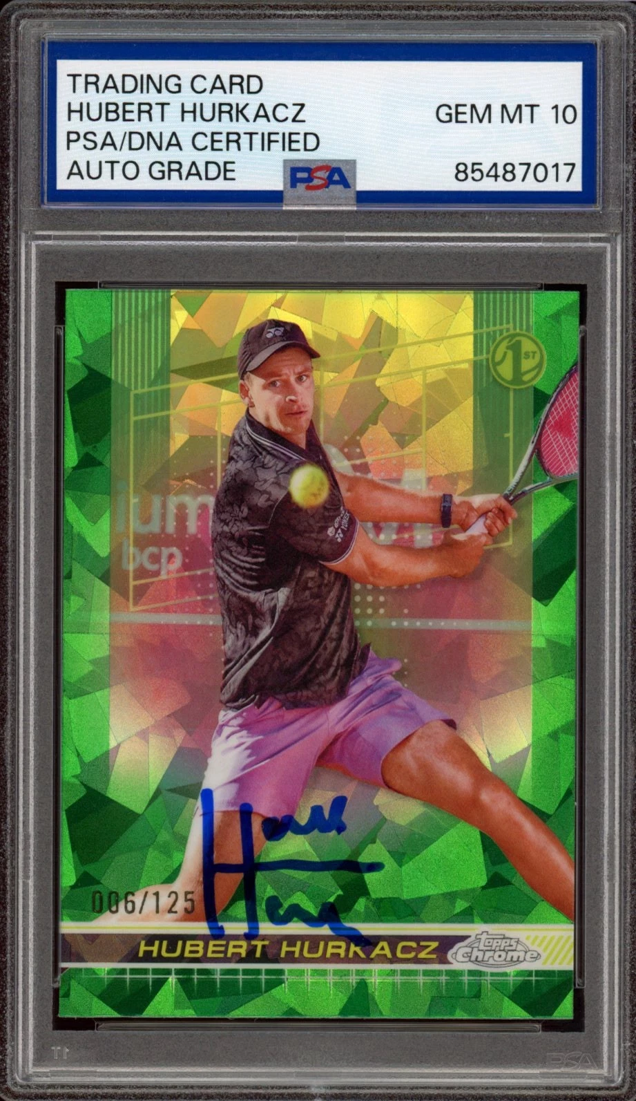 2024 Topps Chrome #125 Hubert Hurkacz Green Sapphire Rookie /125 PSA GEM 10 AUTO