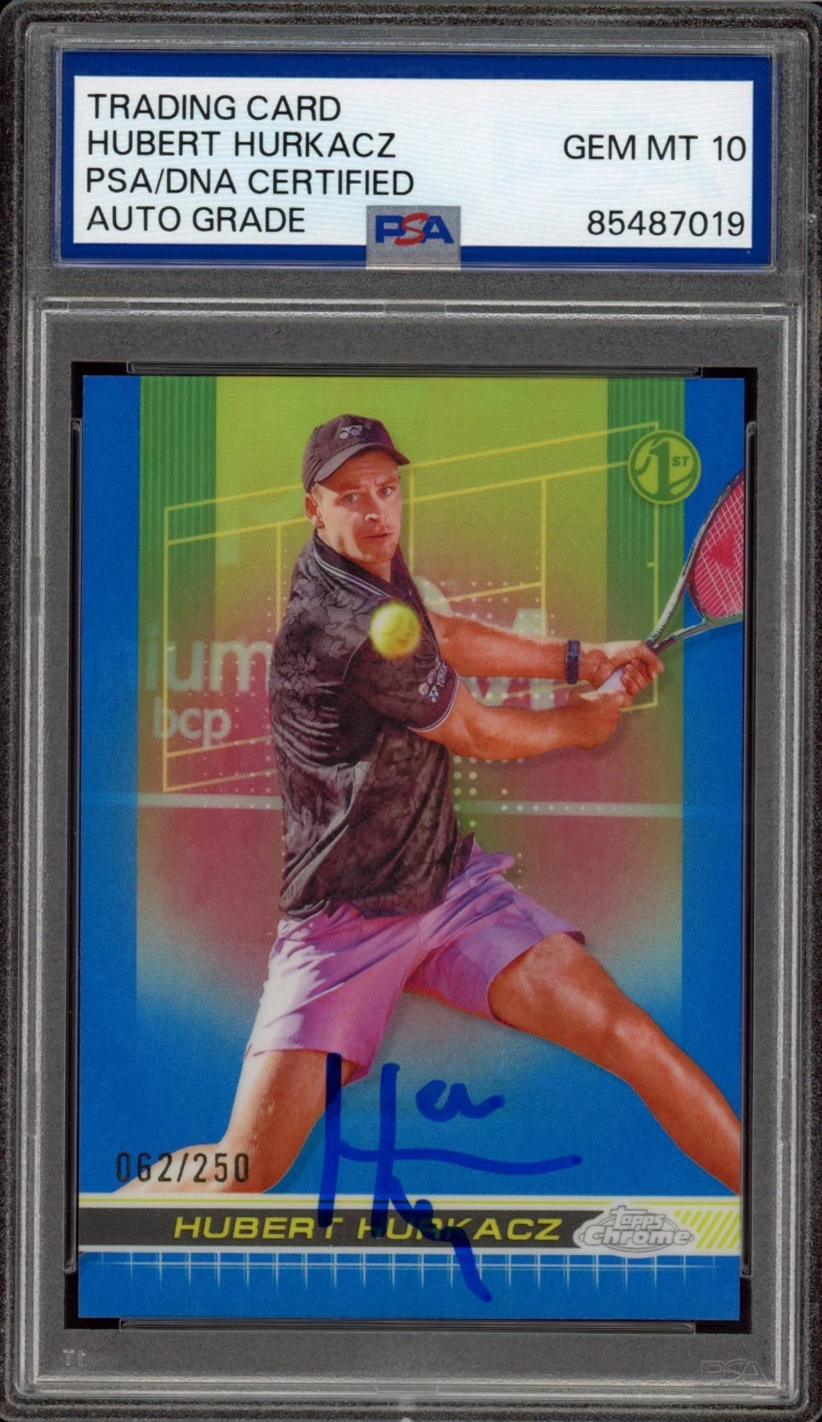 2024 Topps Chrome #125 Hubert Hurkacz Blue Ref Rookie /250 PSA GEM MT 10 AUTO RC