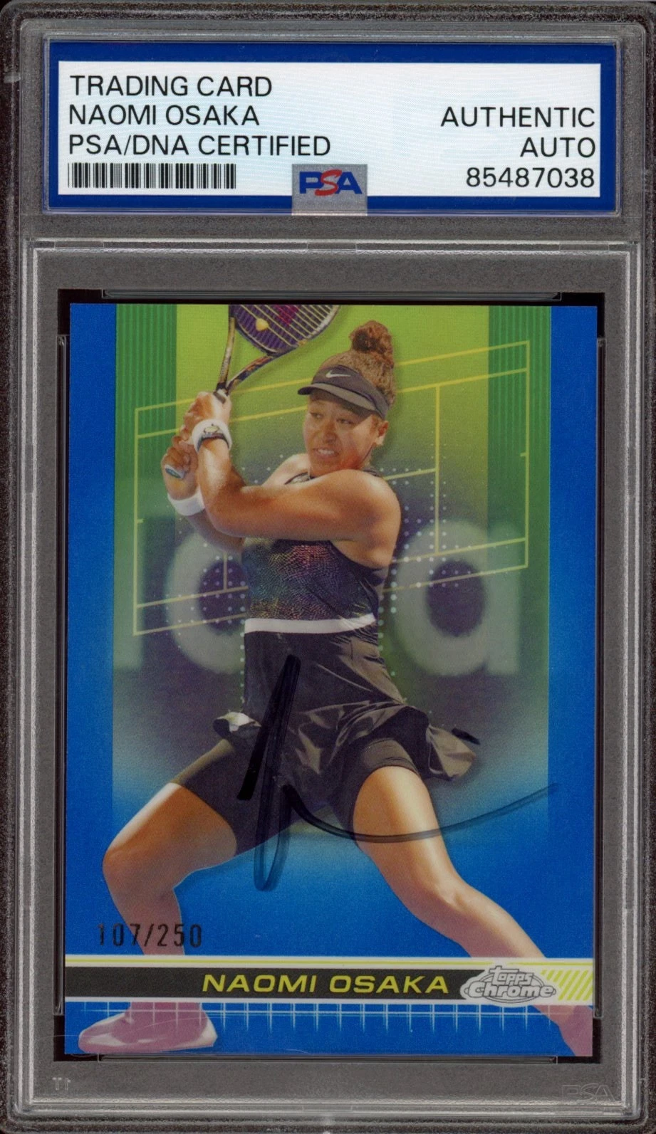 2024 Topps Chrome Tennis #170 Naomi Osaka Signed Blue Refractor /250 PSA AUTO