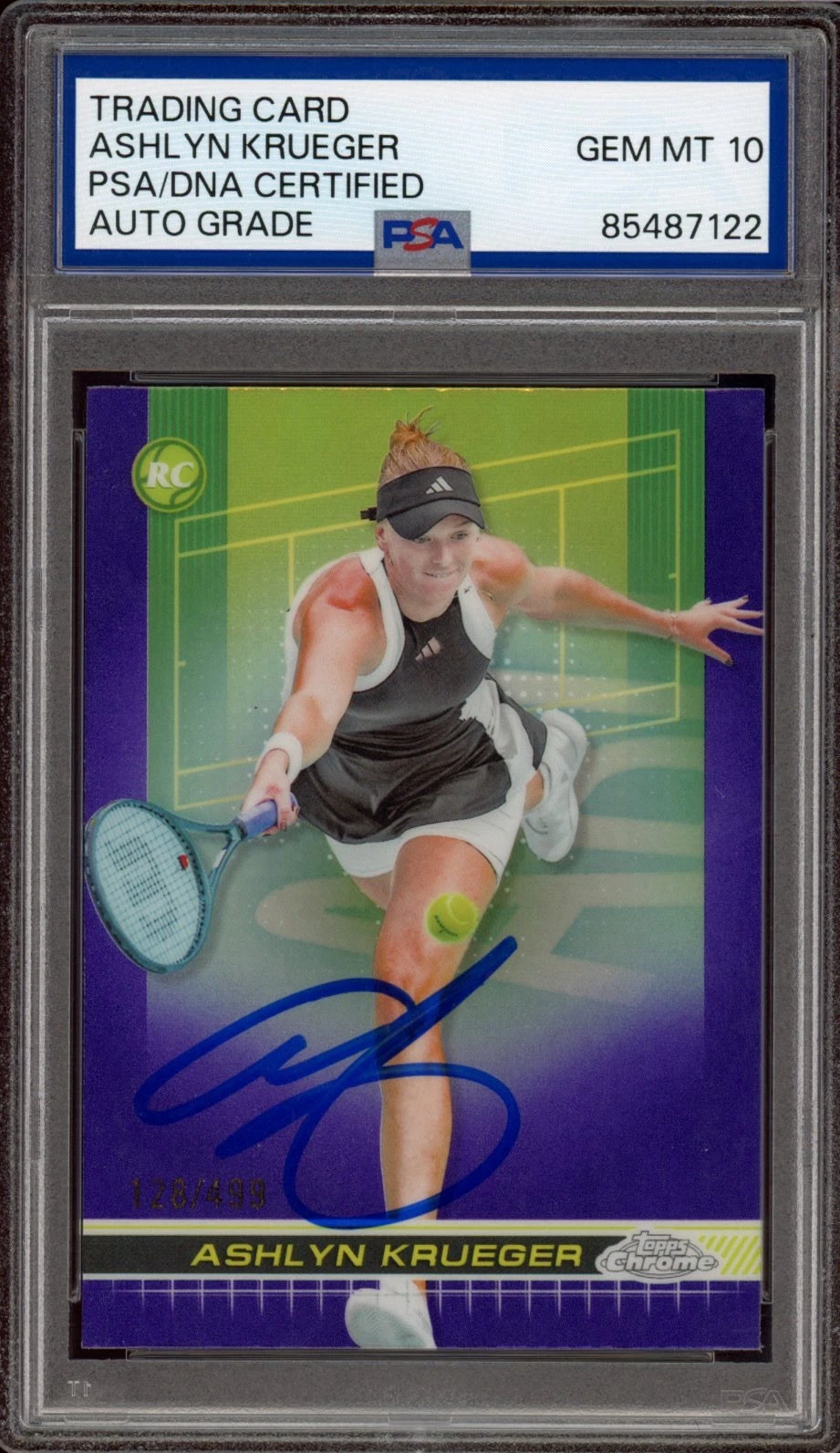 2024 Topps Chrome Tennis Ashlyn Krueger Purple Rookie /499 PSA GEM MT 10 AUTO RC