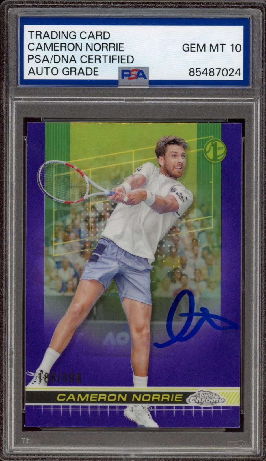 2024 Topps Chrome Tennis #136 Cameron Norrie Purple Rookie /499 PSA GEM 10 AUTO
