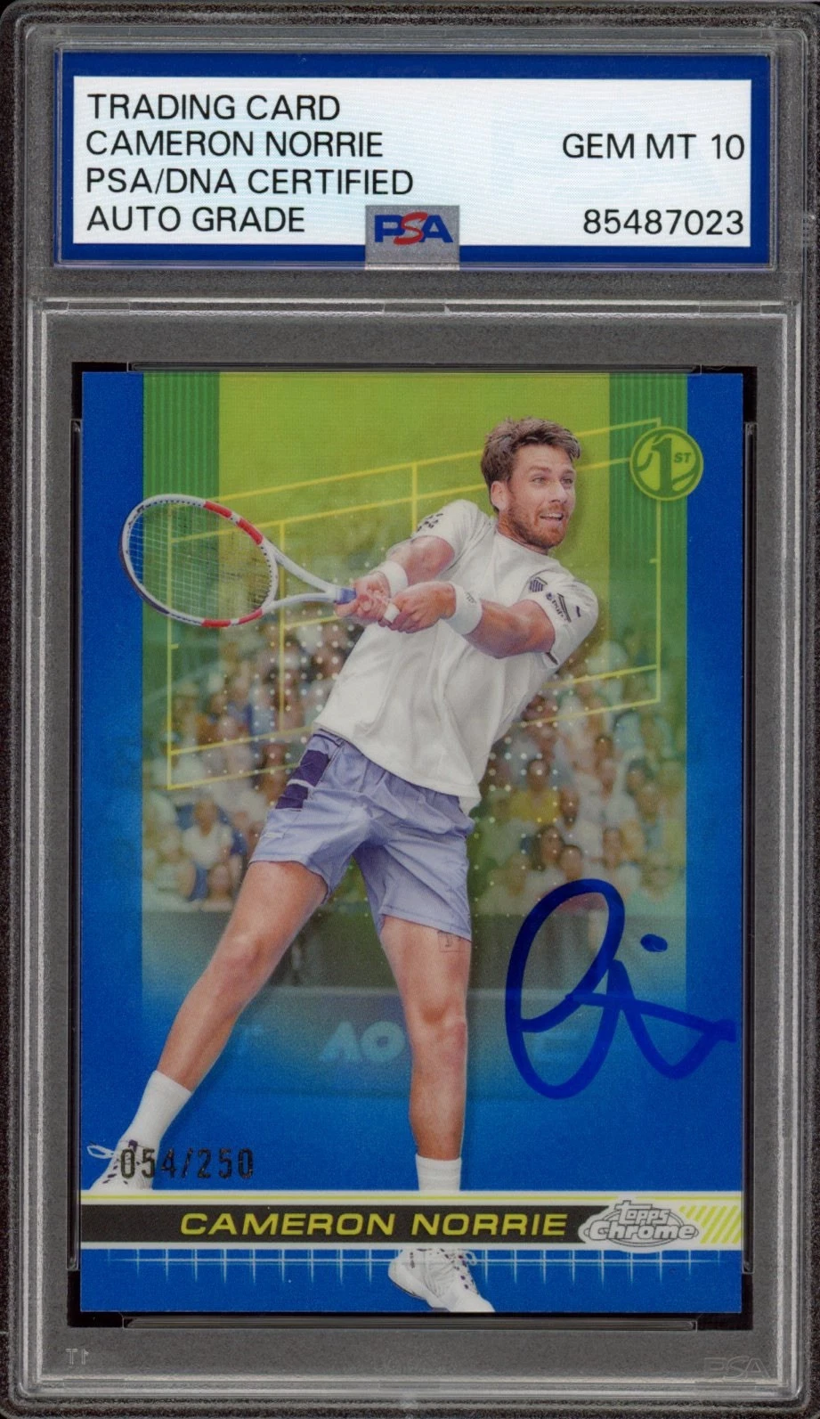 2024 Topps Chrome Tennis #136 Cameron Norrie Blue Rookie /250 PSA GEM 10 AUTO