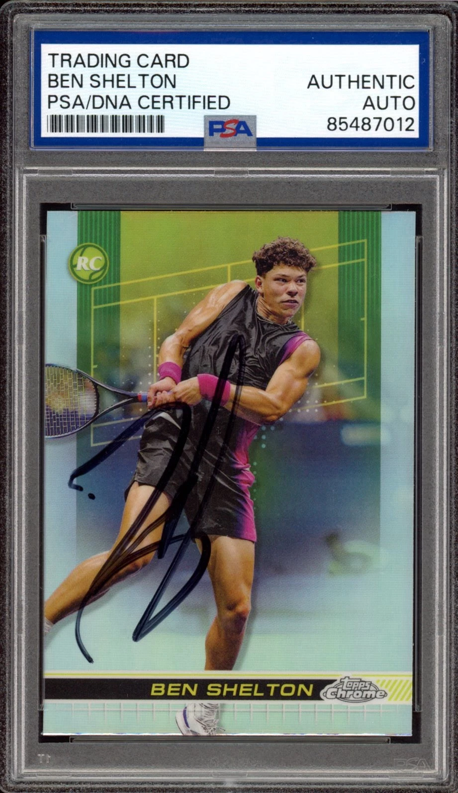 2024 Topps Chrome Tennis #89 Ben Shelton Signed Refractor Rookie Card Auto PSA