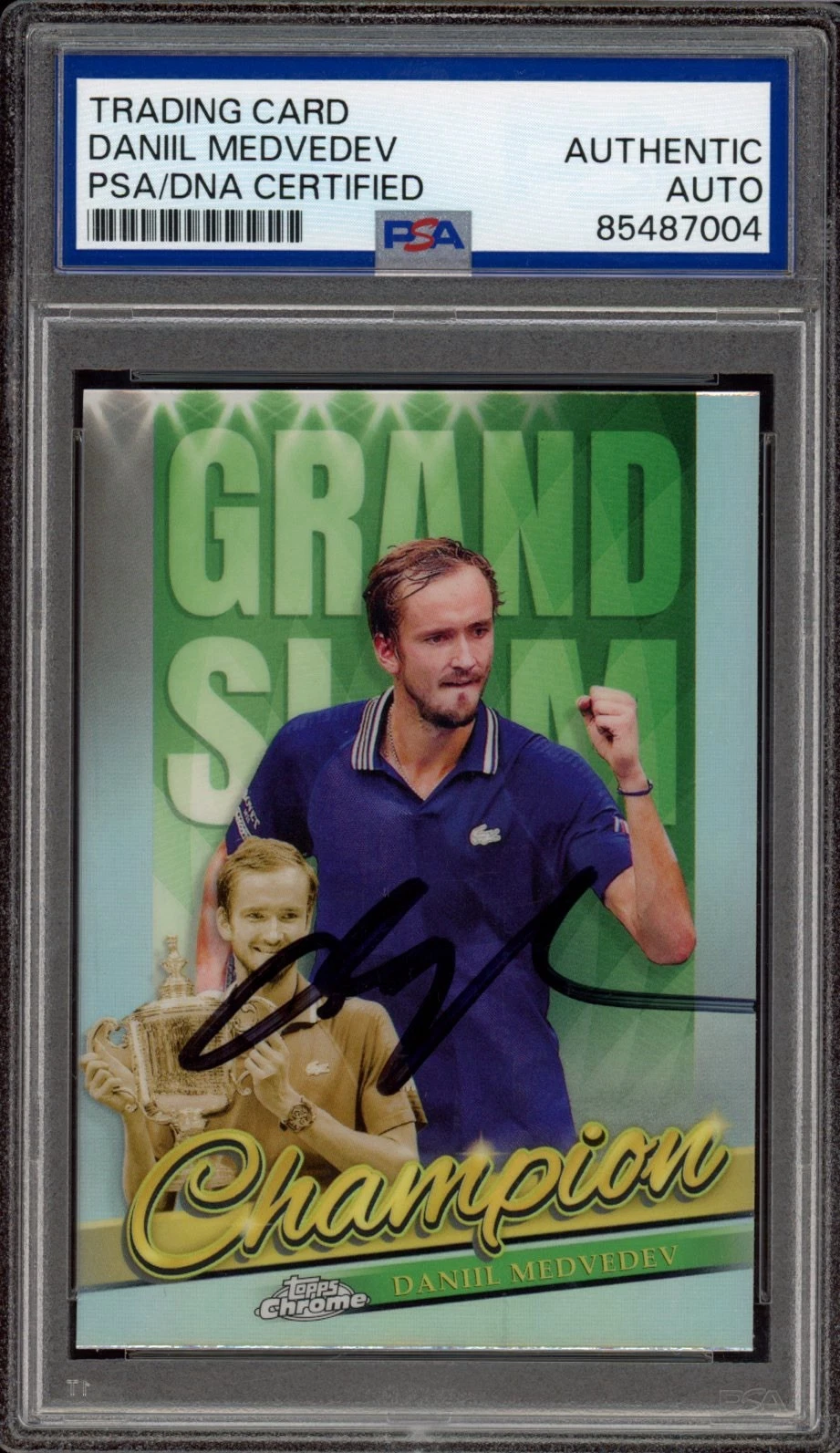 2024 Topps Chrome Tennis Daniil Medvedev Signed Grand Slam Champion Auto PSA RC