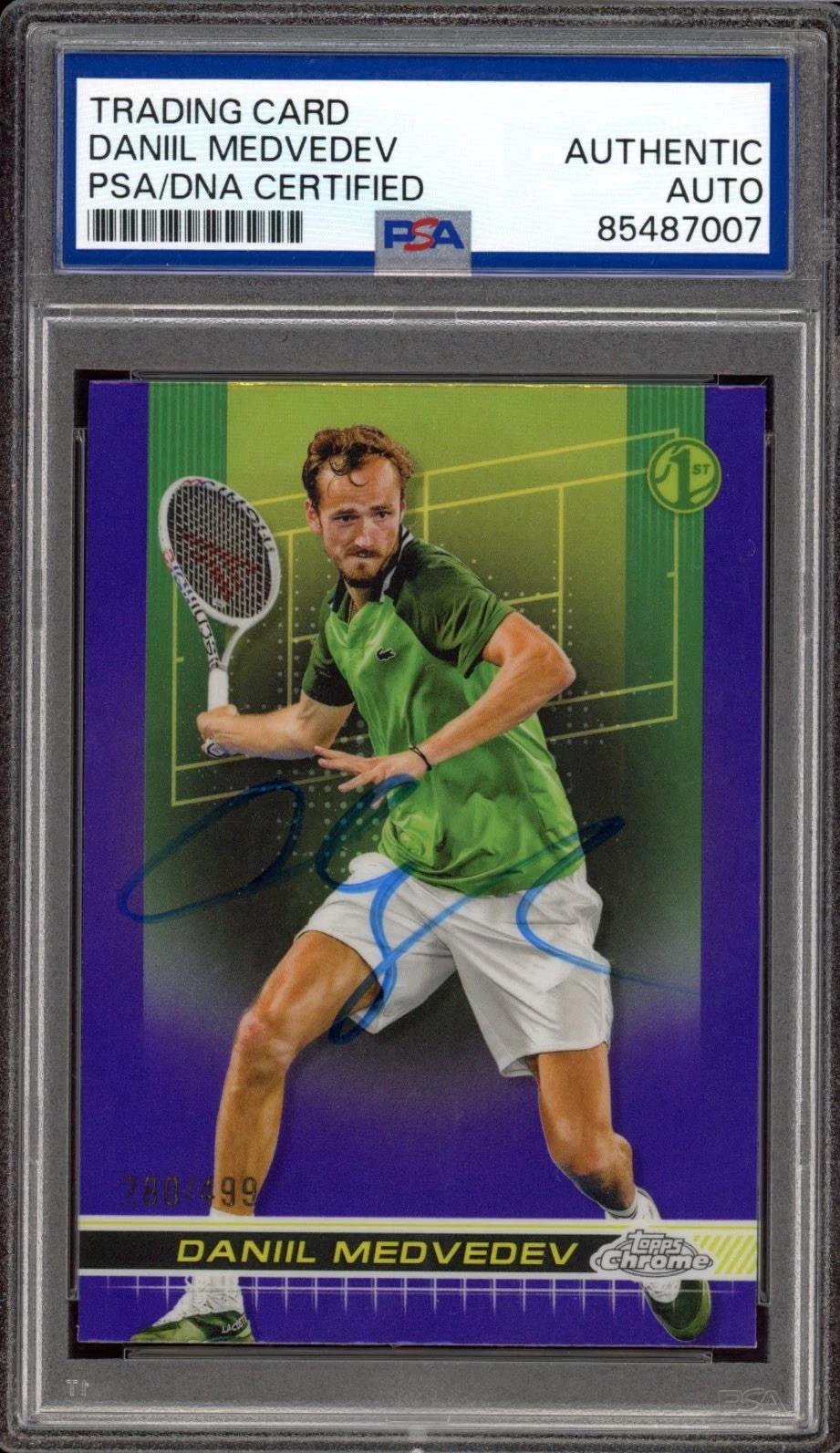 2024 Topps Chrome Tennis #25 Daniil Medvedev Signed Purple Rookie /499 Auto PSA
