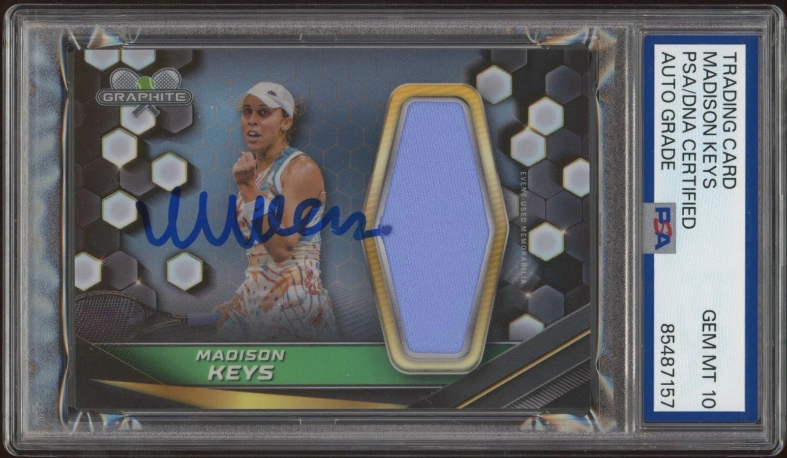 2024 Topps Graphite Tennis Madison Keys Memorabilia Relics PSA GEM MT 10 AUTO RC