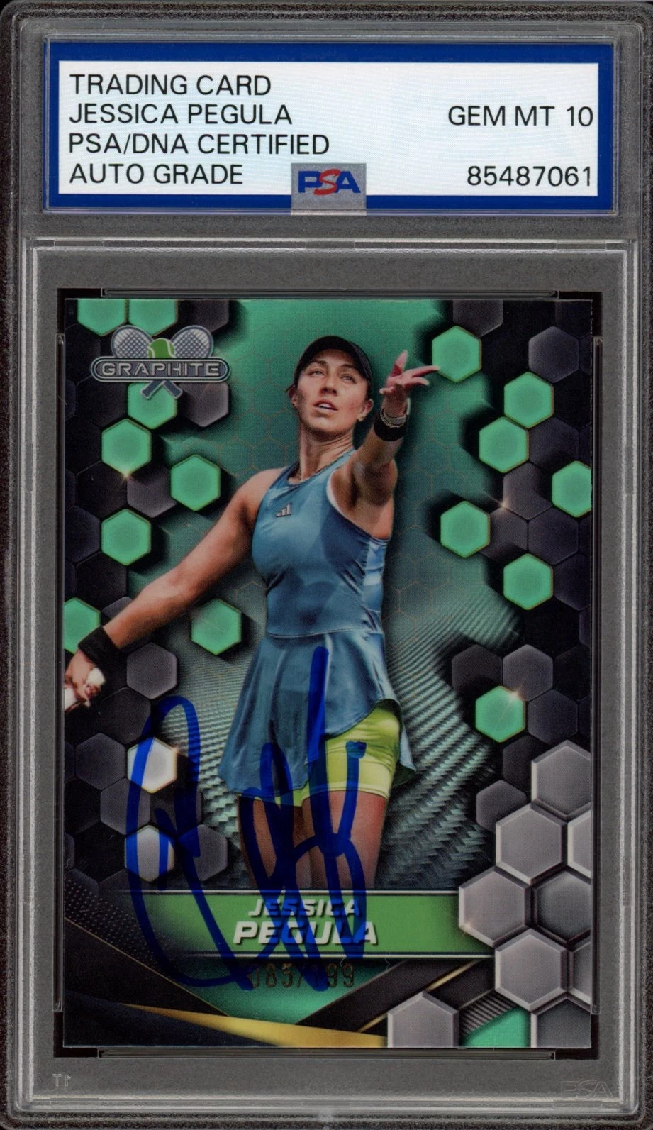 2024 Topps Graphite Tennis #23 Jessica Pegula Aqua /199 Rookie PSA GEM 10 AUTO