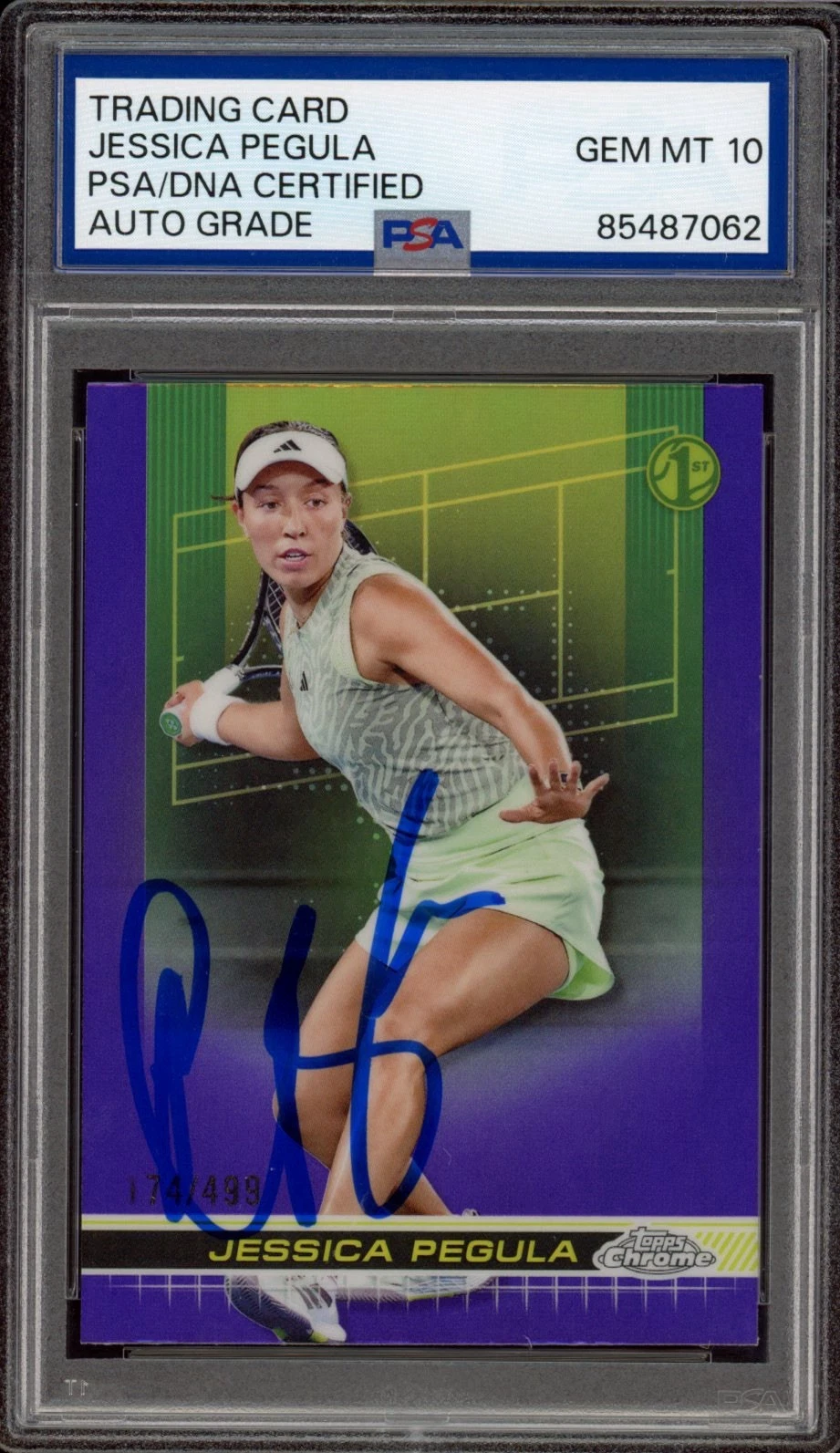 2024 Topps Chrome Tennis #37 Jessica Pegula Purple /499 Rookie PSA GEM 10 AUTO