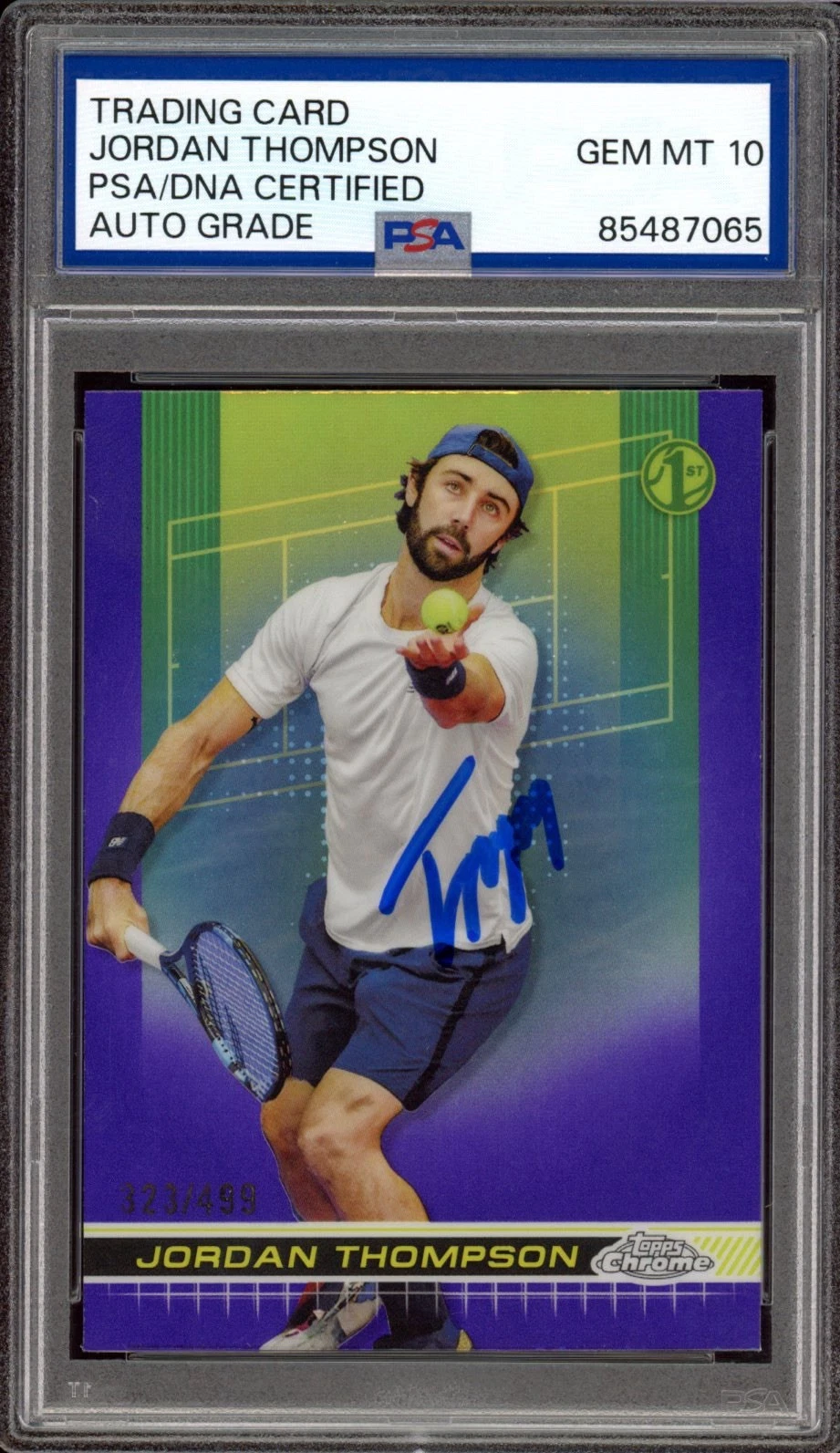 2024 Topps Chrome Tennis #73 Jordan Thompson Purple Rookie /499 PSA GEM 10 AUTO