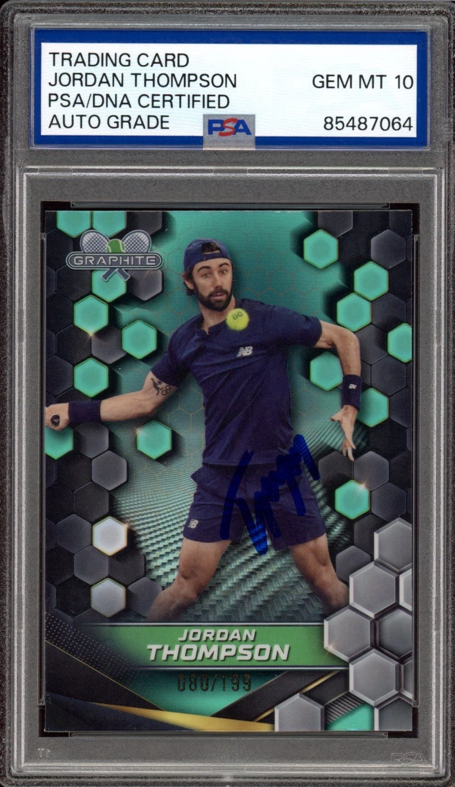 2024 Topps Graphite Tennis #170 Jordan Thompson Aqua Rookie /199 PSA GEM 10 AUTO
