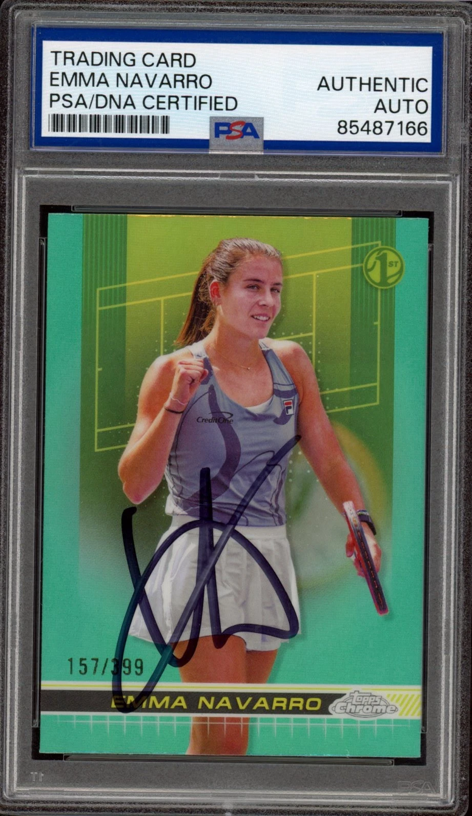 2024 Topps Chrome Tennis #141 Emma Navarro 1st Aqua Rookie Card /399 PSA AUTO RC