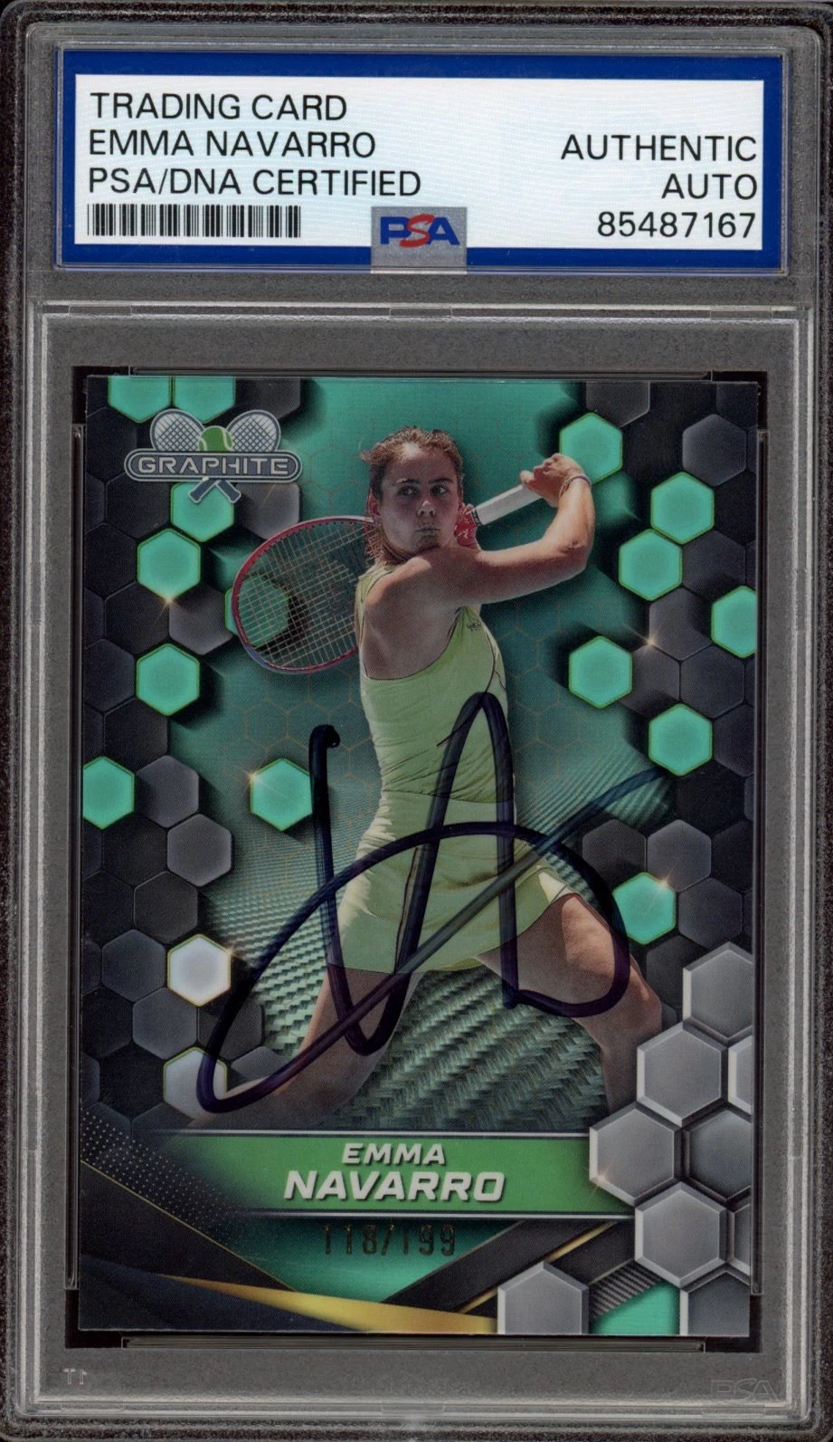 2024 Topps Graphite Tennis #136 Emma Navarro Aqua Rookie Card /199 PSA AUTO RC