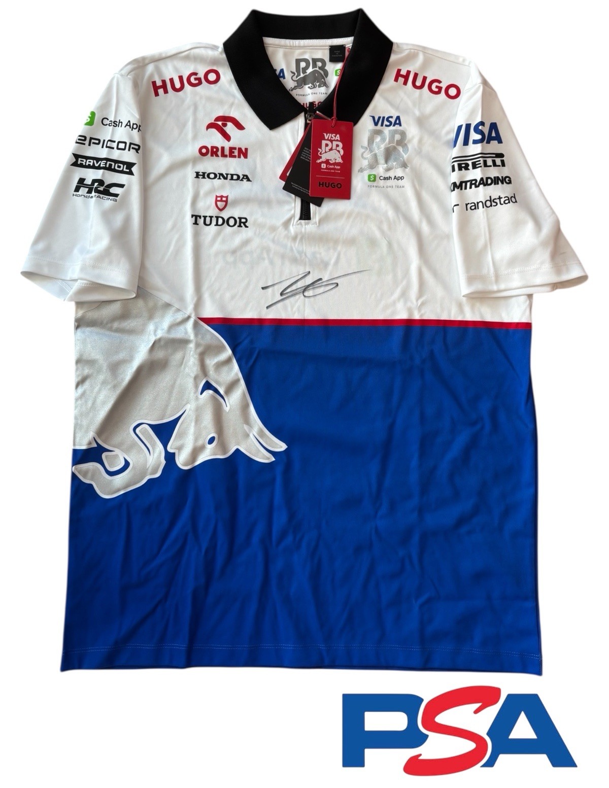 Isack Hadjar Signed 2025 Visa Cash App Racing Bulls F1 Team Polo Shirt PSA AUTO