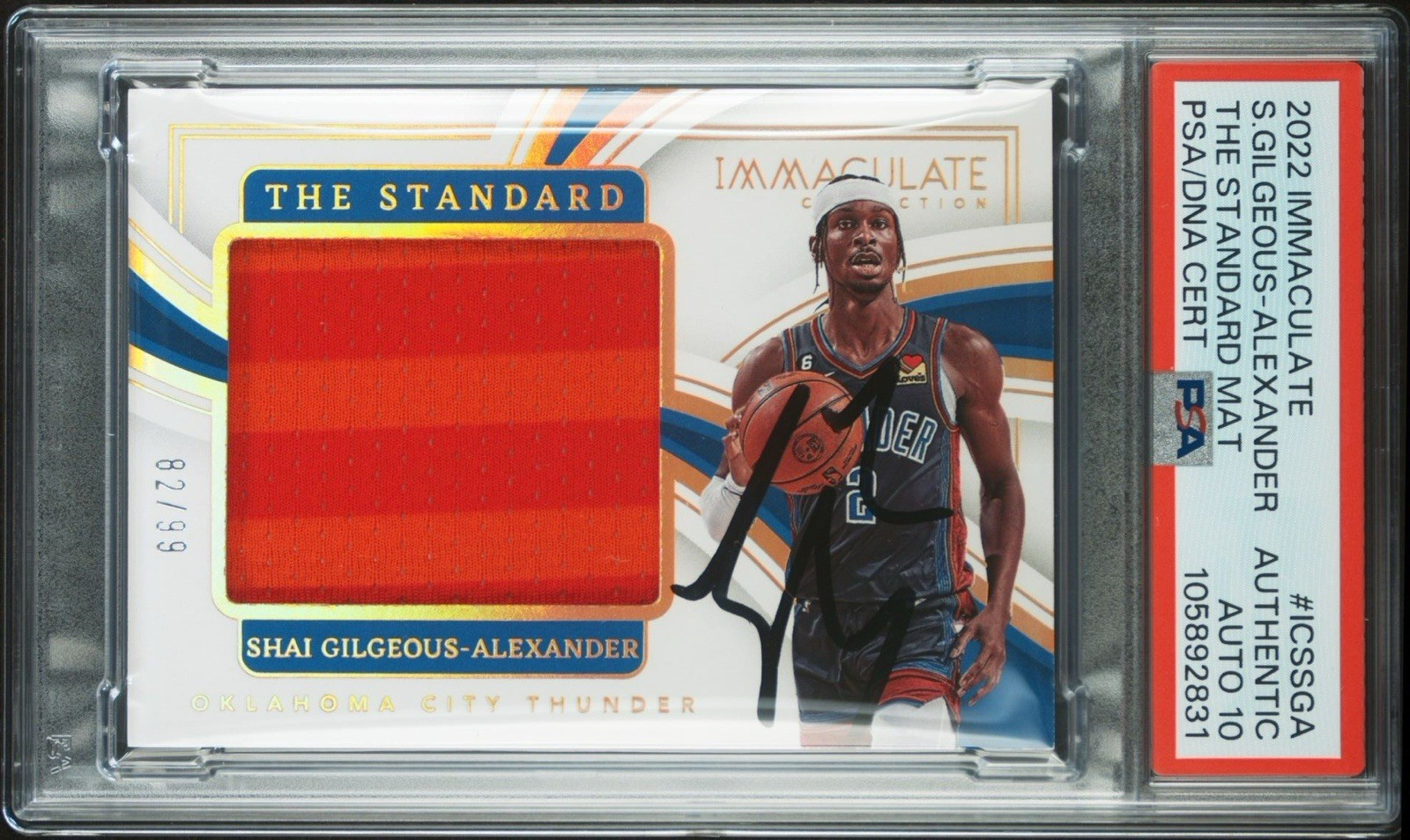 2022 Immaculate Shai Gilgeous-Alexander Standard Material /99 PSA GEM MT 10 AUTO