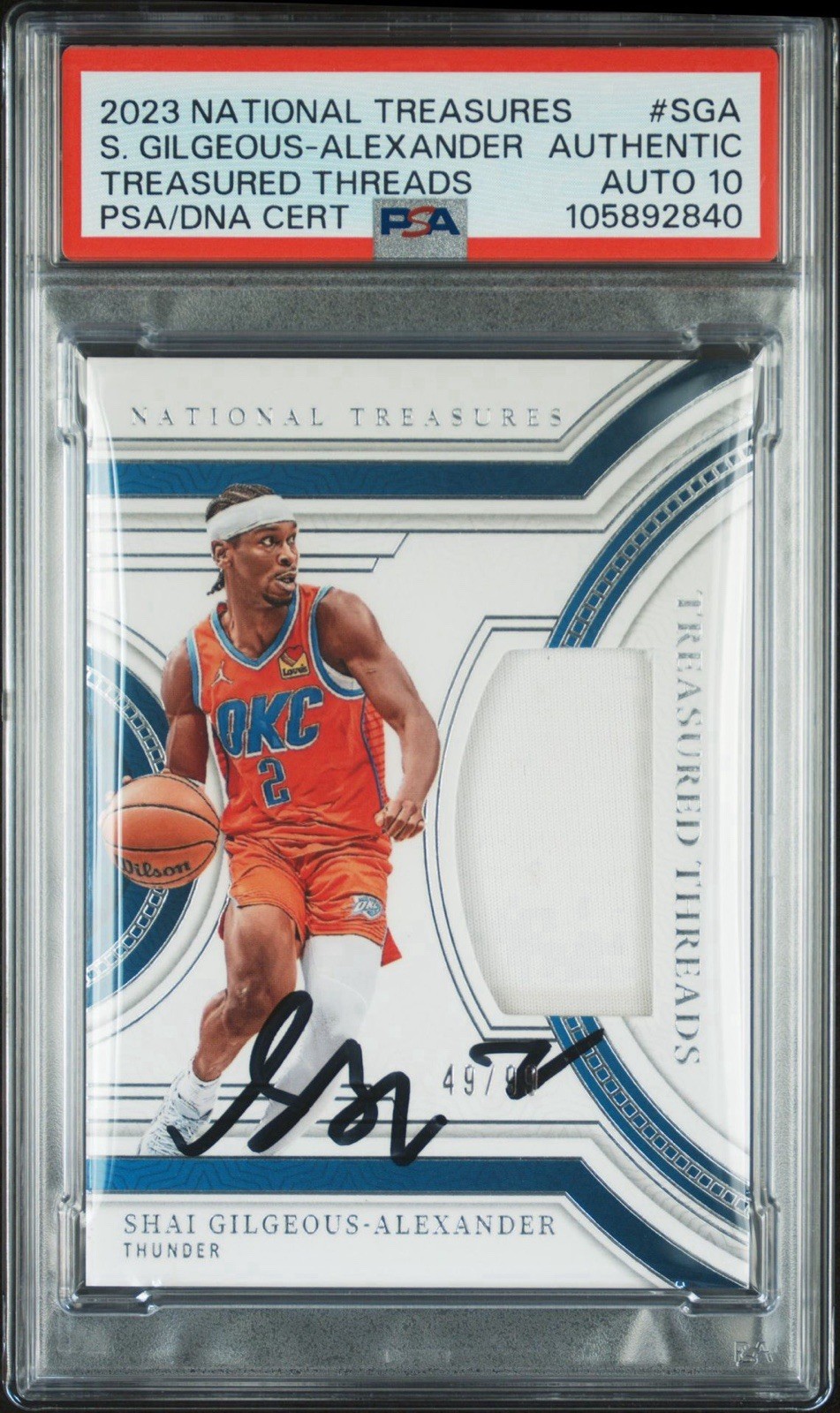 2023 National Treasures Shai Gilgeous-Alexander Threads /99 PSA GEM MT 10 AUTO