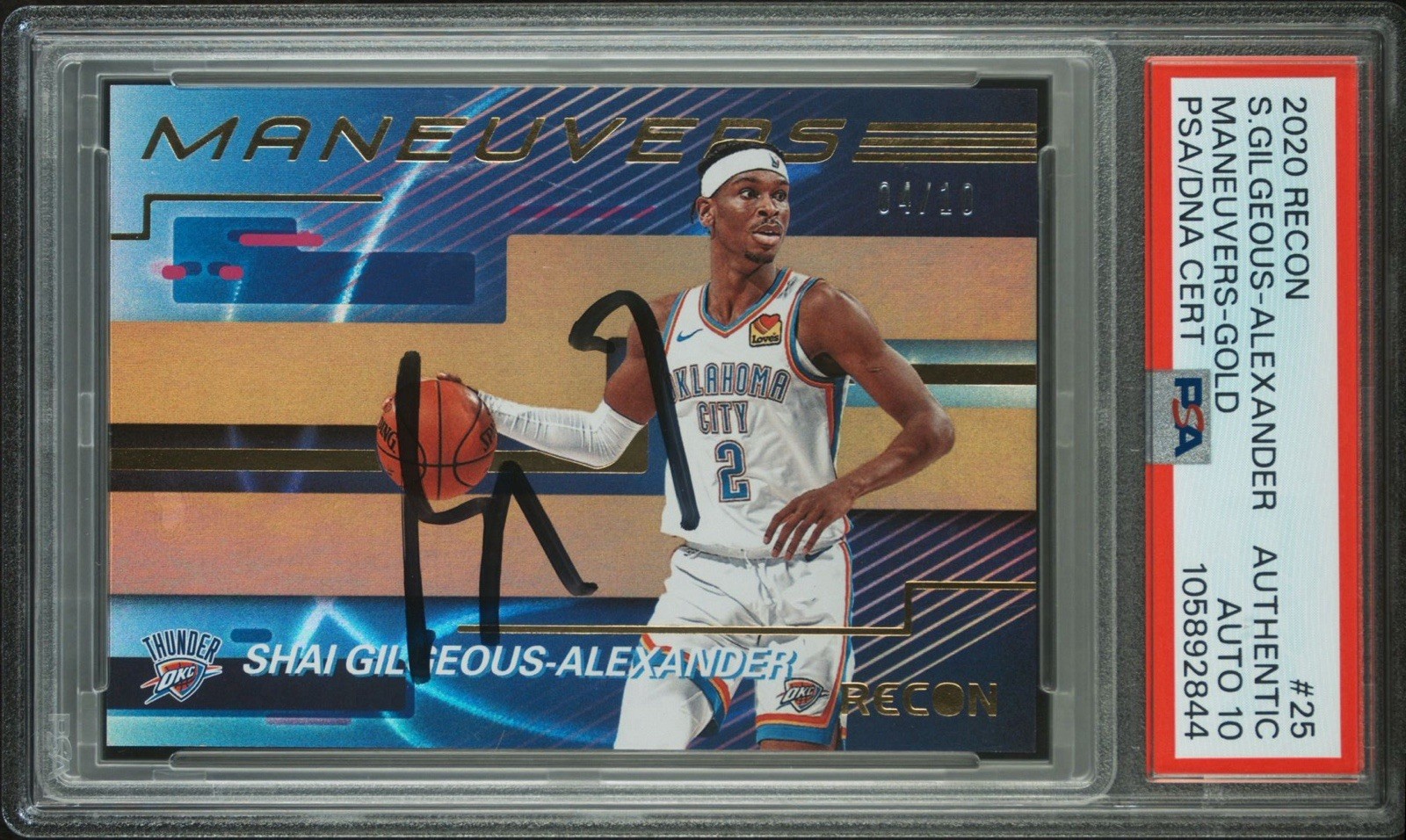 2021 Panini Recon #25 Shai Gilgeous-Alexander Maneuvers Gold /10 PSA GEM 10 AUTO