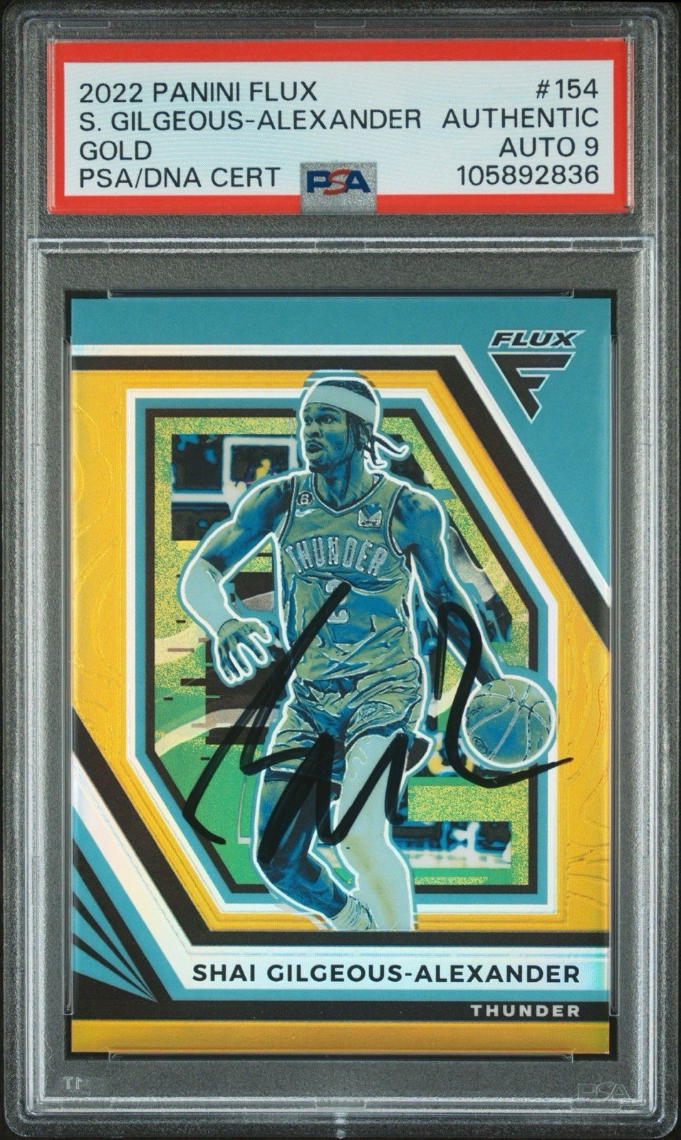 2022 Panini Flux #154 Shai Gilgeous-Alexander Gold Card /10 PSA MINT 9 AUTO