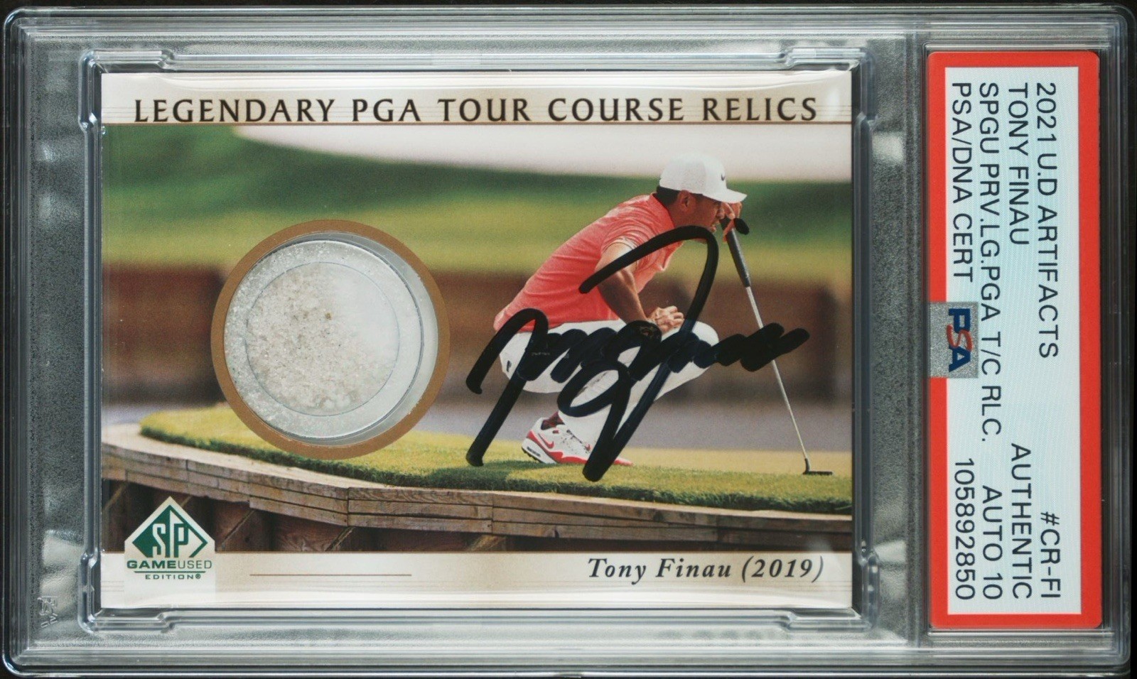 2021 UD Artifacts Tony Finau Legendary PGA Tour Course Relics PSA GEM MT 10 AUTO
