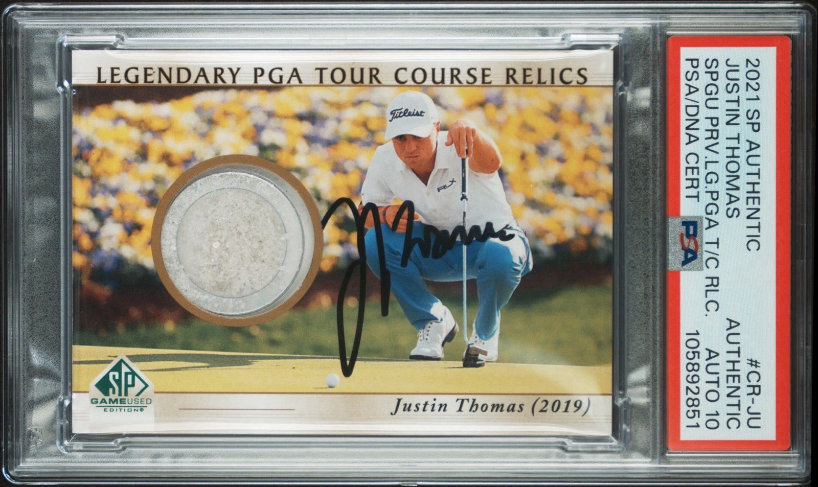 2021 UD Artifacts Justin Thomas Legendary PGA Tour Course Relics PSA GEM 10 AUTO