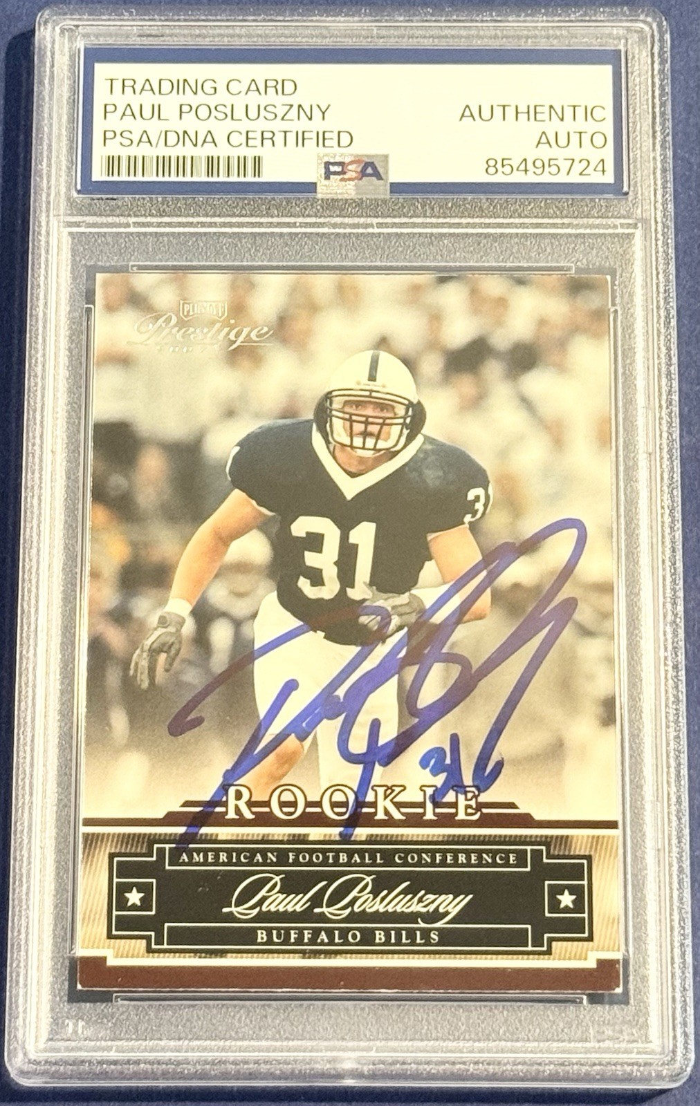 Paul Posluszny Signed 2007 Prestige Rookie Card Penn State PSA/DNA Slabbed