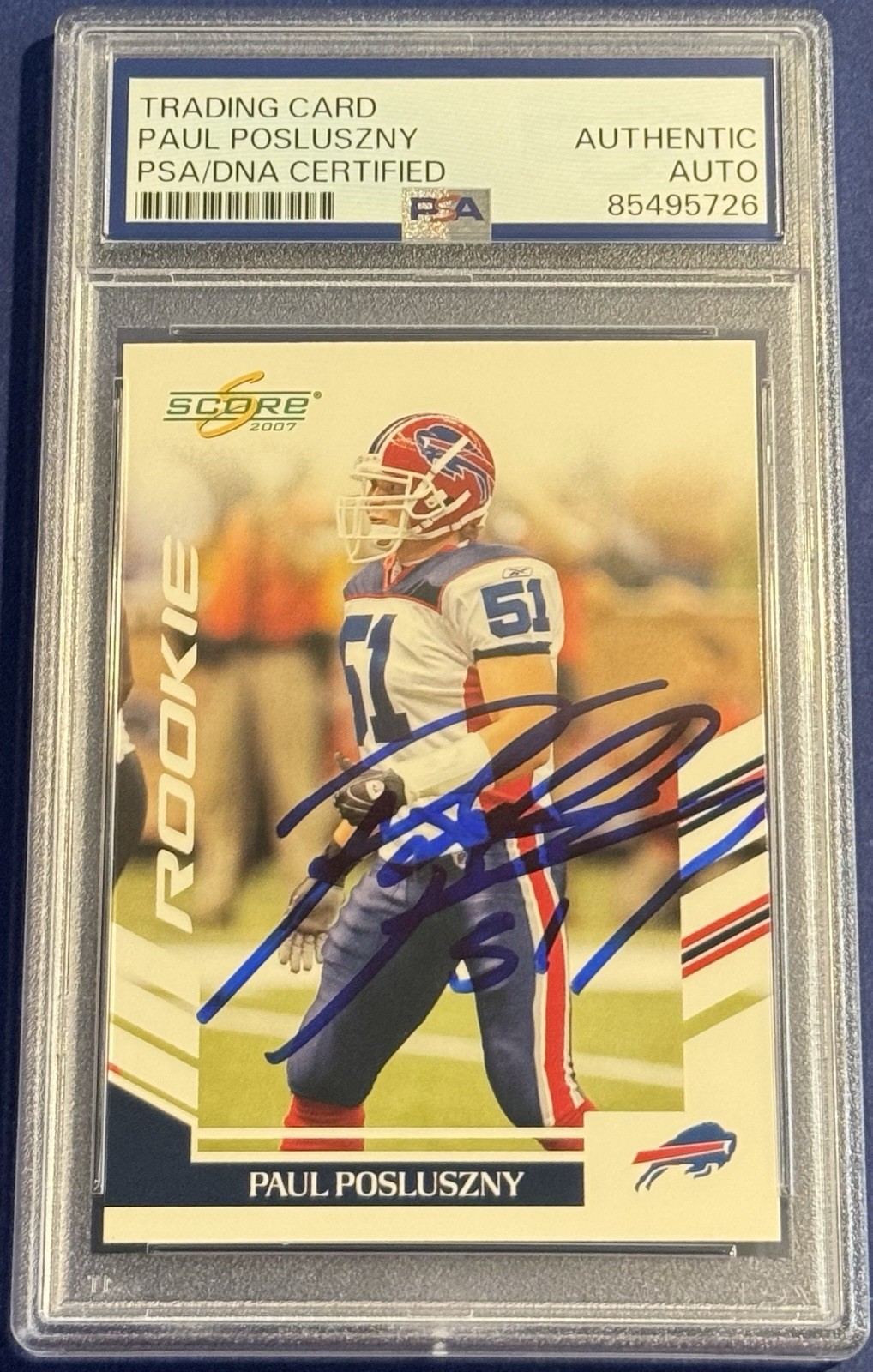 Paul Posluszny Signed 2007 Score Rookie Card Penn State PSA/DNA Slabbed