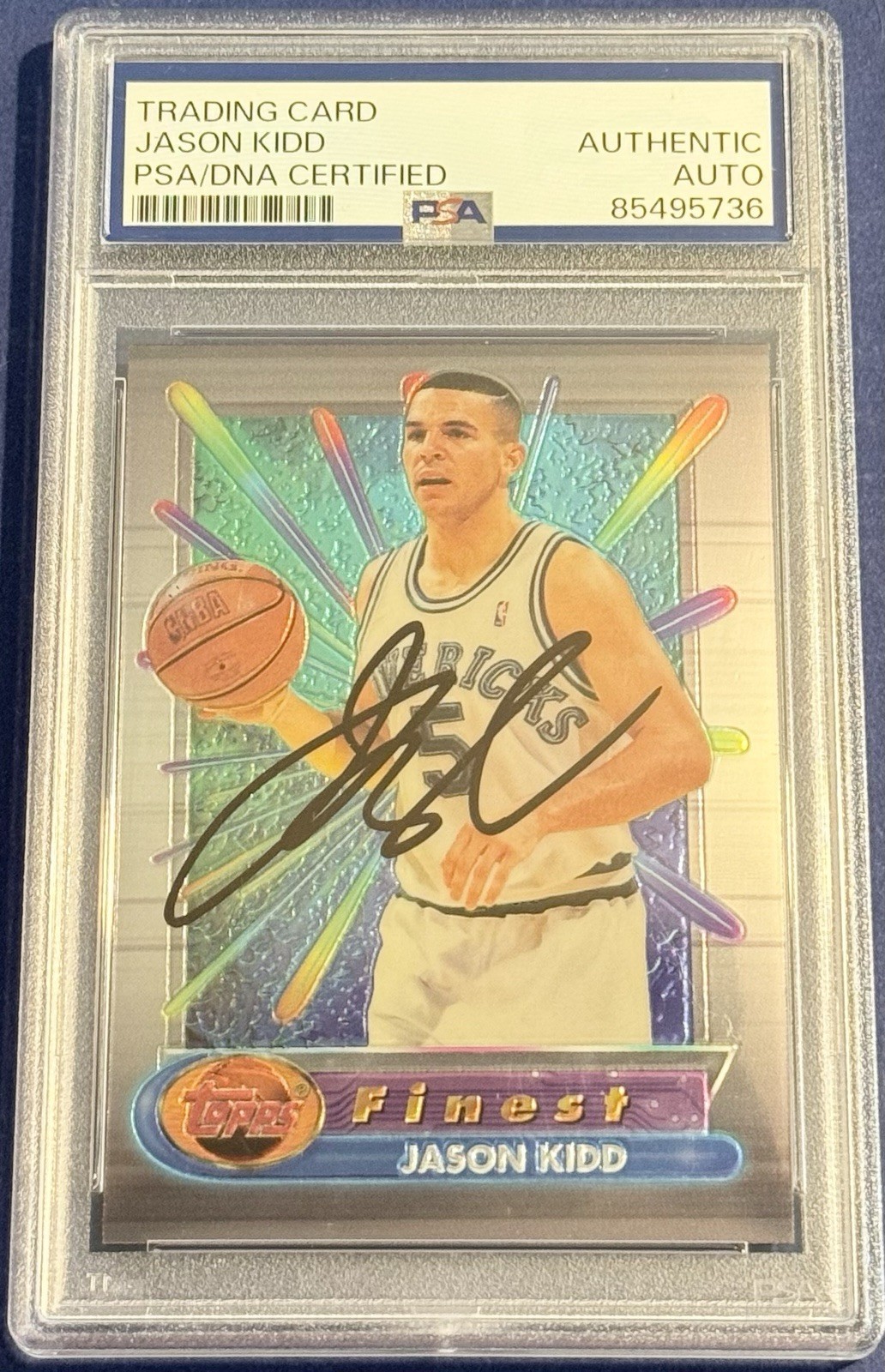 Jason Kidd Signed 1994-95 Topps Finest Rookie Card Dallas Mavericks PSA/DNA Slab