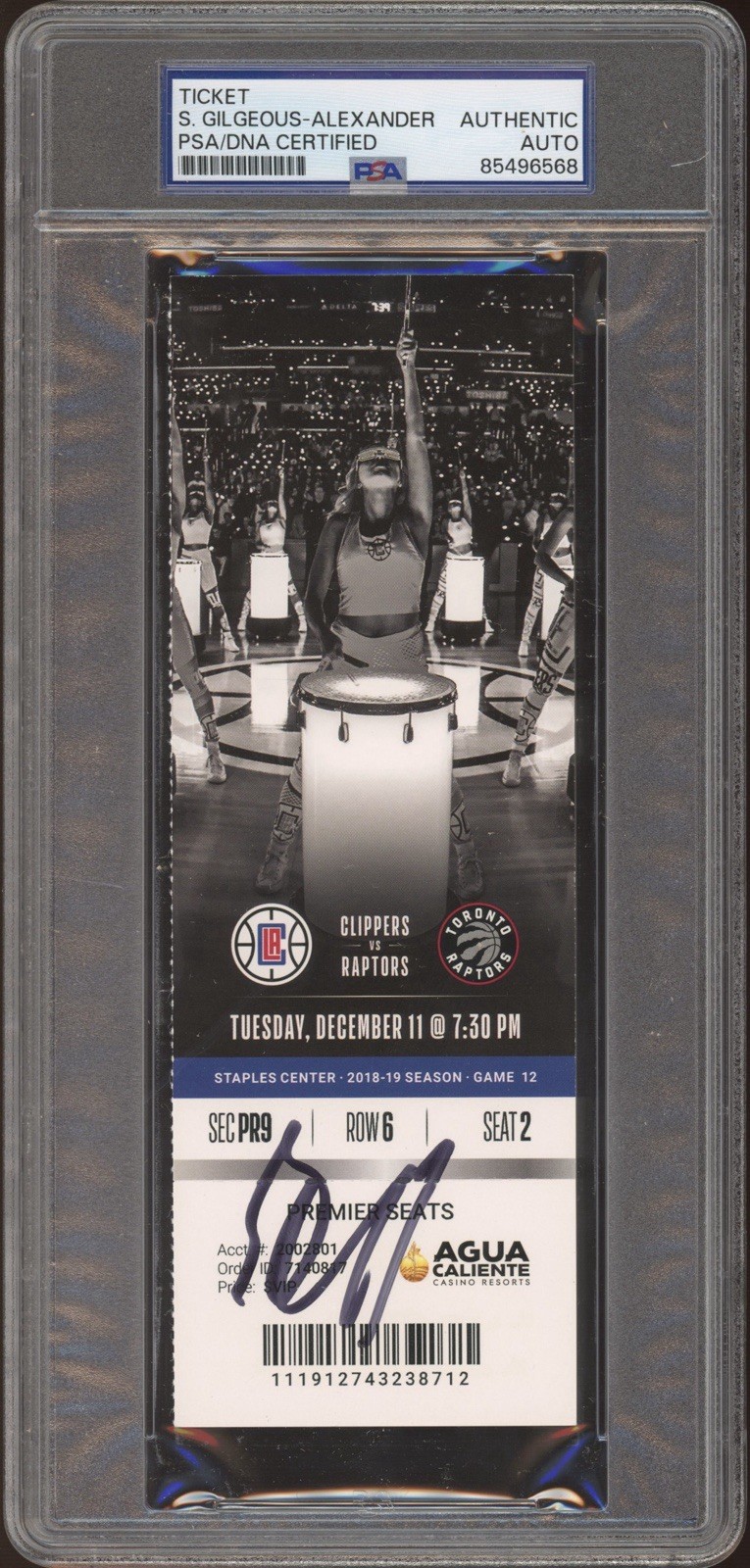 Shai Gilgeous-Alexander Signed Rookie Season Ticket Stub 12/11/2018 PSA/DNA AUTO