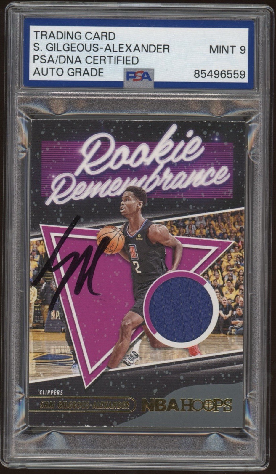 2021 NBA Hoops Shai Gilgeous-Alexander Rookie Remembrance Relic PSA MINT 9 AUTO