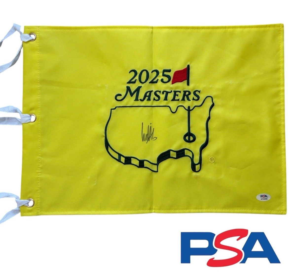 Ludvig Aberg Signed 2025 Masters Pin Flag PSA AUTO Augusta National Golf Club