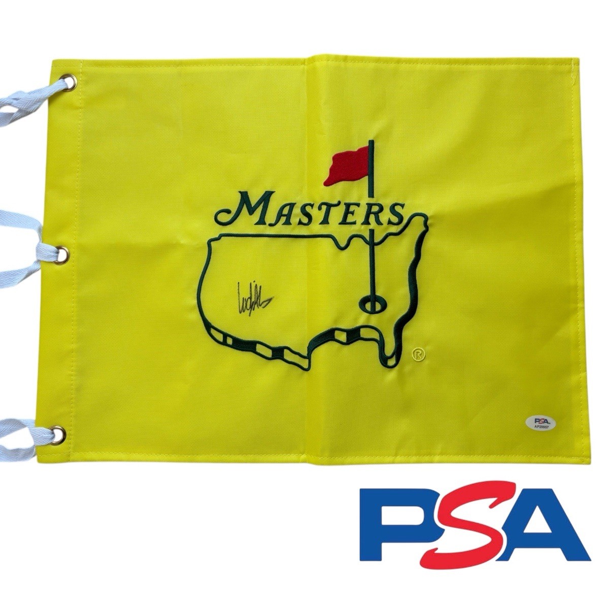 Ludvig Aberg Signed Undated Masters Pin Flag PSA AUTO Augusta National Golf Club