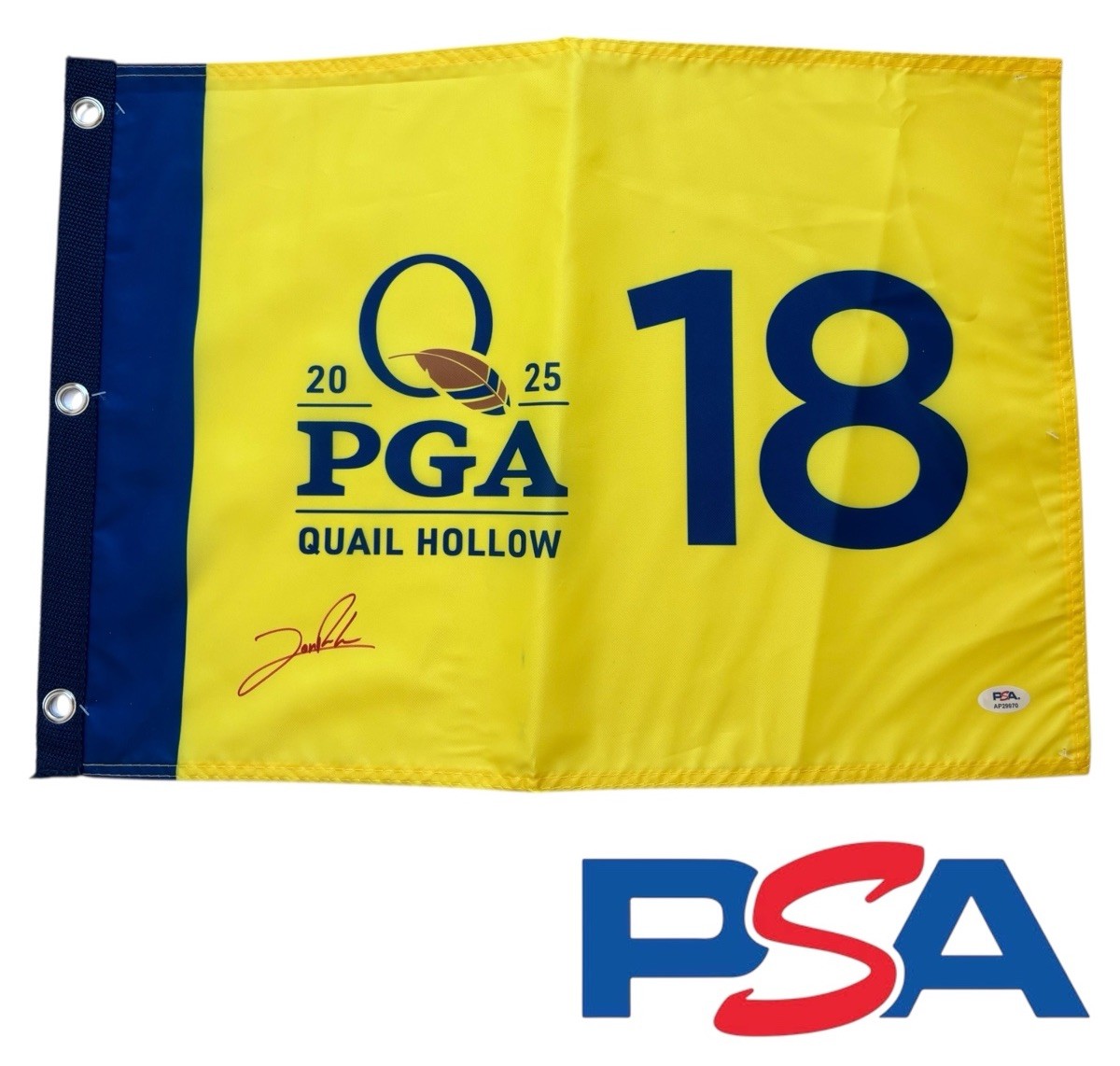 Jon Rahm Signed 2025 PGA CHAMPIONSHIP Quail Hollow Golf Pin Flag PSA/DNA AUTO